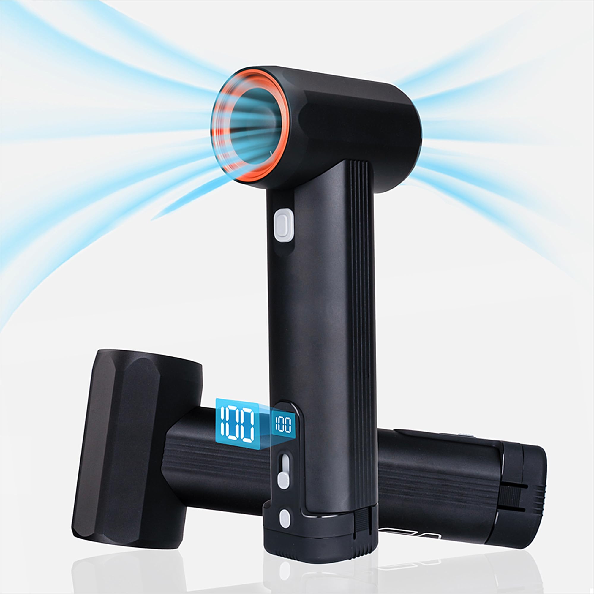 KIKA Car Dryer - 390 CFM Airflow, 785W Car Blower, 6x4000mAh Batteries, 205 MPH Speed, Smart Display, Cordless Air Blower for Car Lawn Care and Snow Removal - Jet Fan Max