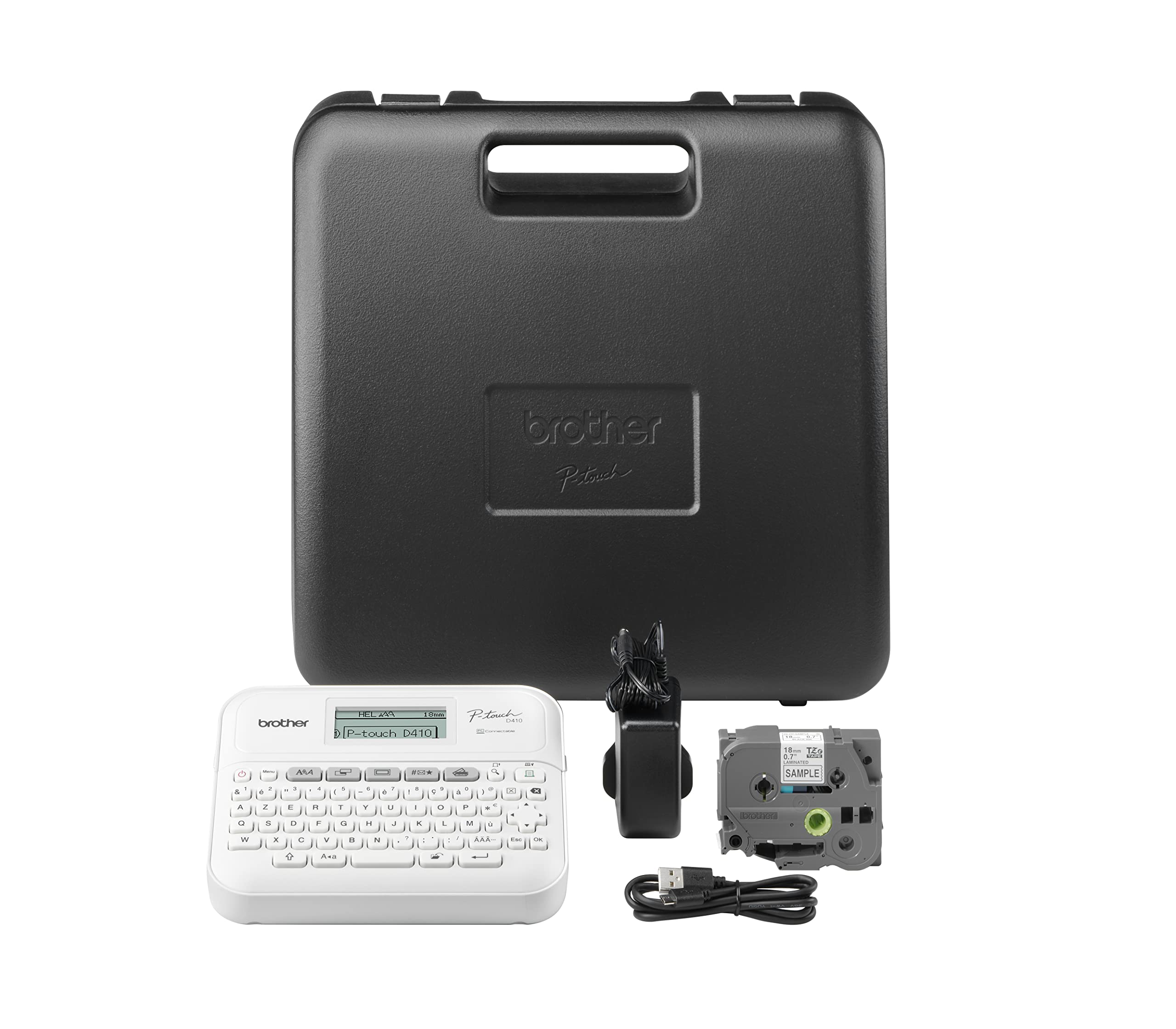 بروذر بي تاتش PT-D410VP | صانع ملصقات للمكتب والمنزل | مع حقيبة حمل متضمنة | لاشرطة تي زد اي بعرض 3.5 الى 18 ملم | حتى 20 ملم/ثانية