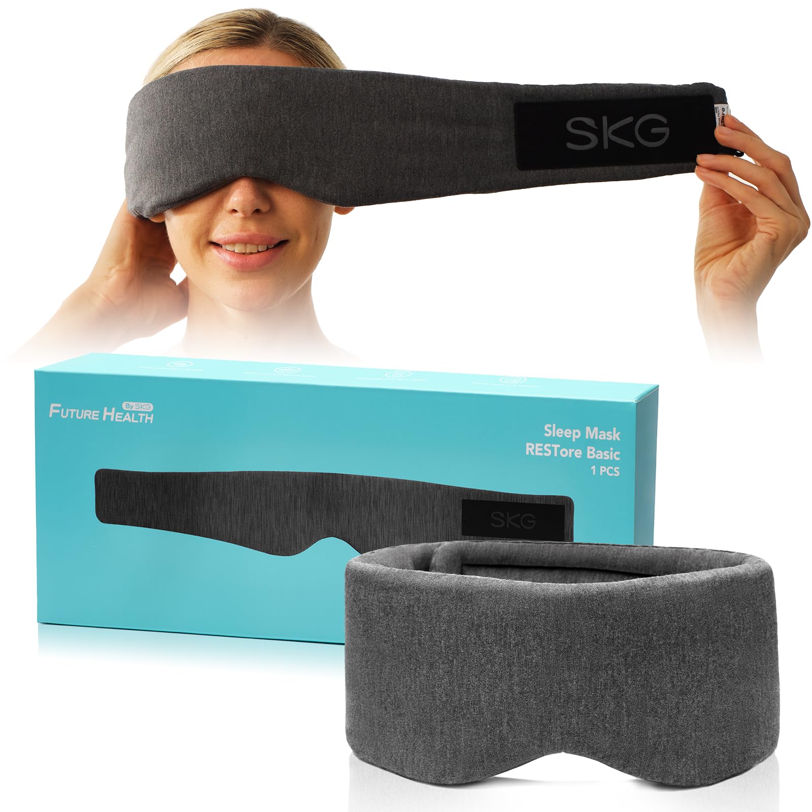 RESTore Sleep Mask-100% Light Blocking Sleep Eye Mask for Men Women, Soft Modal Fabric, Stays in Place During Sleep, Large Size with Wide Width, for Sleep/Travel/Rest/WorkShift
