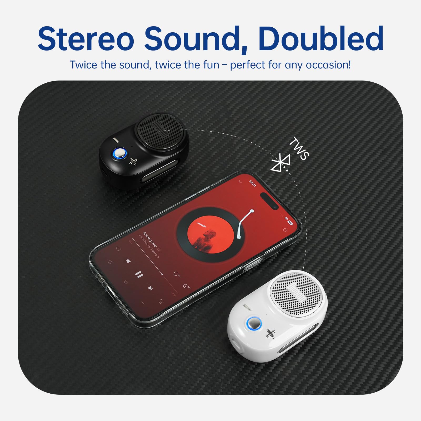 Divoom Itour-S Portable Mini Wireless Bluetooth Speaker, Big Audio and Punchy Bass,Clip-On Design, IP67 Waterproof and Dustproof,10 Hours Playtime,Speaker for Home Travel Office and Outdoors (White)