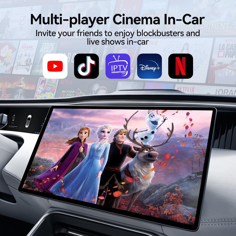 كارلين نت تي بوكس اس (الجيل الجديد)، شريحة كوالكوم 6225 مع 8+128GB، شبكة اتصال خلوية، 4G، شريحة اتصال/تي اف، جوجل بلاي، مناسبة فقط للسيارات السلكية في المصنع/ايه ايه، اندرويد 13 ايه اي بوكس اصدار فائق