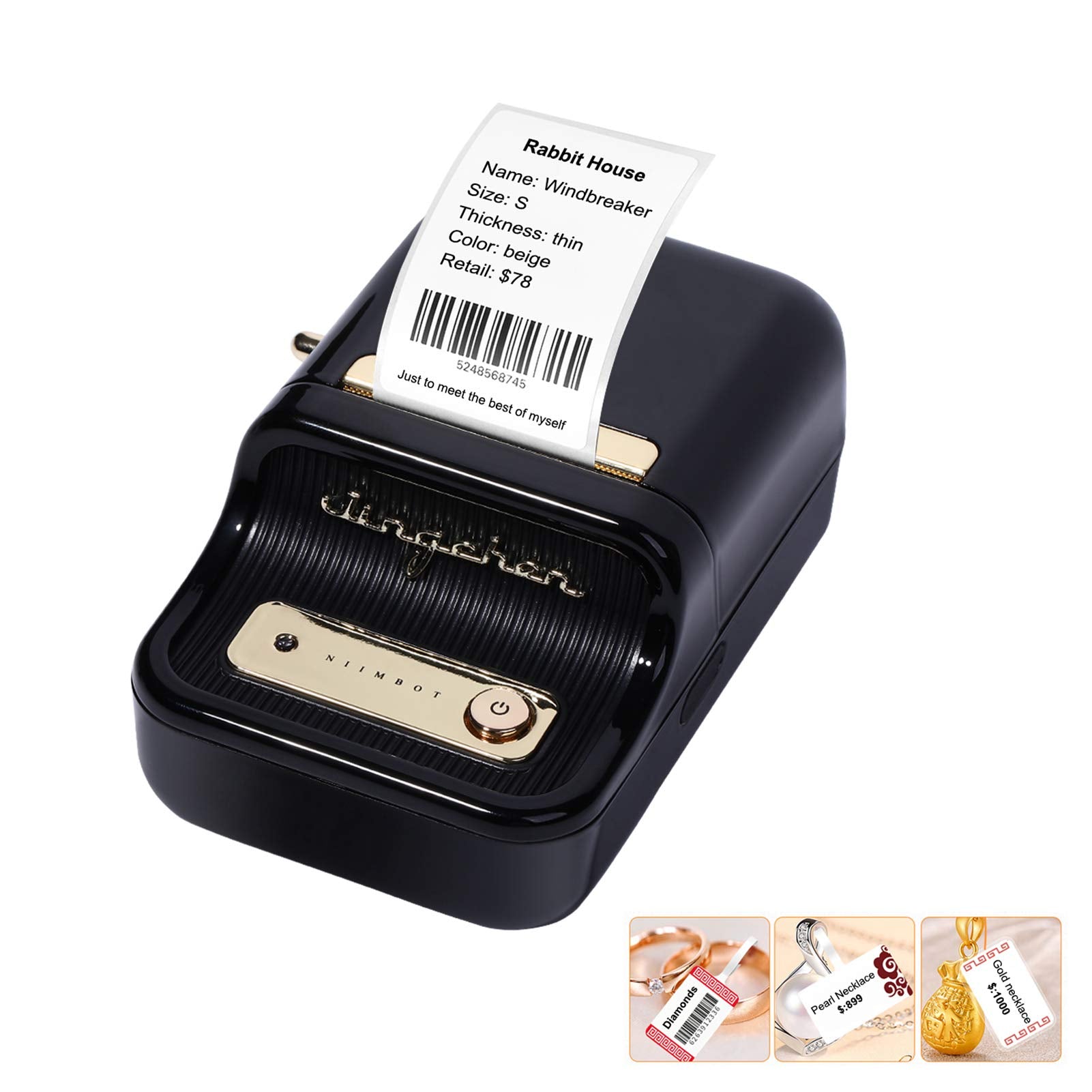 Portable Wireless Bluetooth Thermal Label Printer with RFID Recognition, Perfect for Supermarket, Clothing, Jewelry, Retail Store, Home, Barcode and Price Name Printing