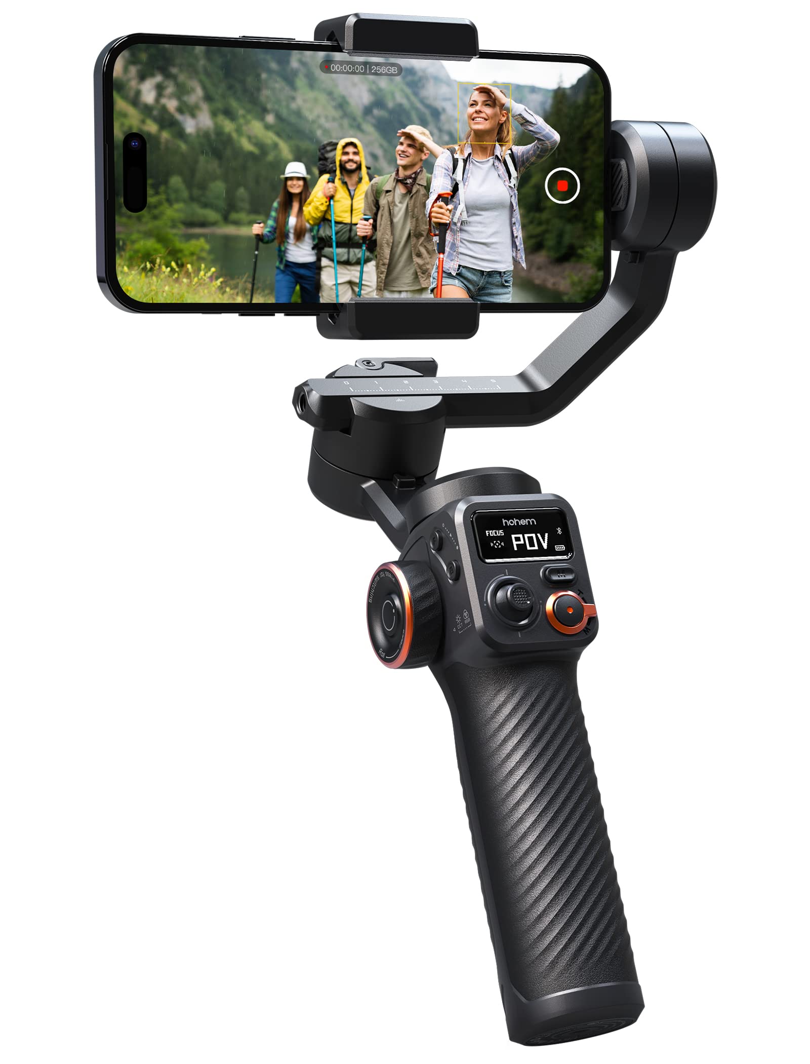 هوهم مثبت جيمبال ام 6 للهواتف الذكية من اي ستيدي، مطور 2023 ثلاثي المحاور لموبايل ايفون 14 برو ماكس واندرويد بدوران 360 درجة لانهائي وشاشة OLED لتسجيل الفيديو