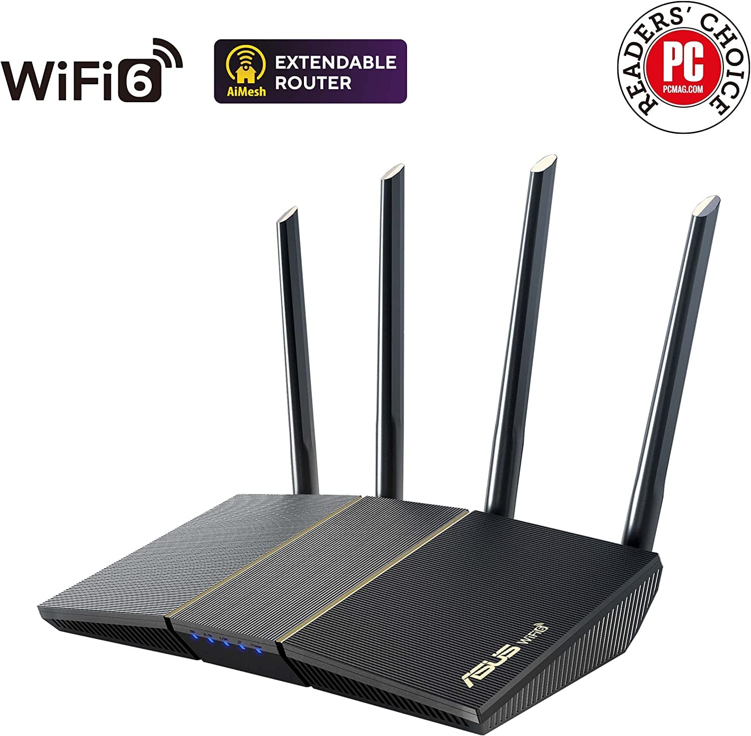 ASUS RT-AX57 (AX3000) Dual Band WiFi 6 Extendable Router, Subscription-free Network Security, Instant Guard, Advanced Parental Controls, Built-in VPN, AiMesh Compatible, Gaming & Streaming, Smart Home