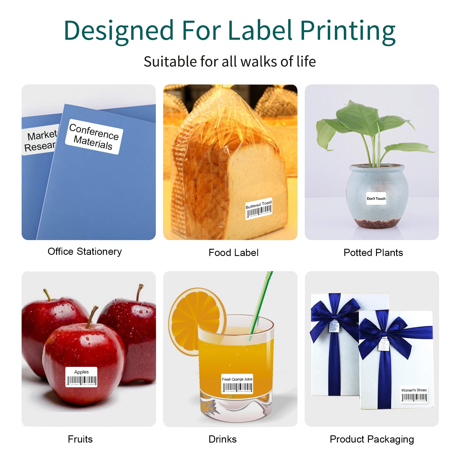 JUANZI Label printer, B1 Label Maker Machine Mini Pocket Thermal Label Printer All in One BT Connect Price Tag DIY Date Journal Study Sticker Labeling Machine with 50*30mm Label Roll Compatible with i