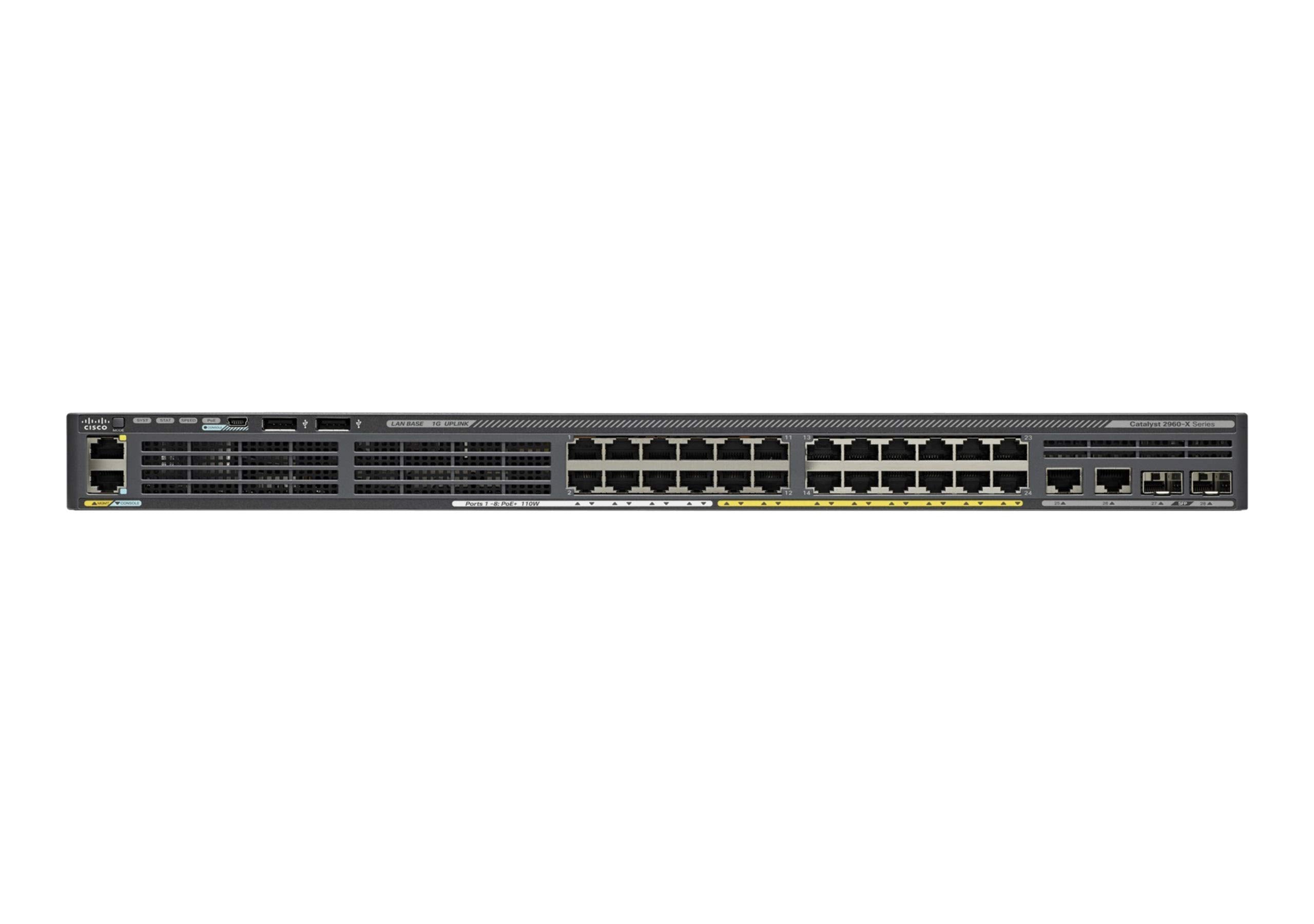 Cisco Catalyst WS-C2960X-24PS-L Ethernet Switch 24 Port with Power over Ethernet 370 Watt, Black