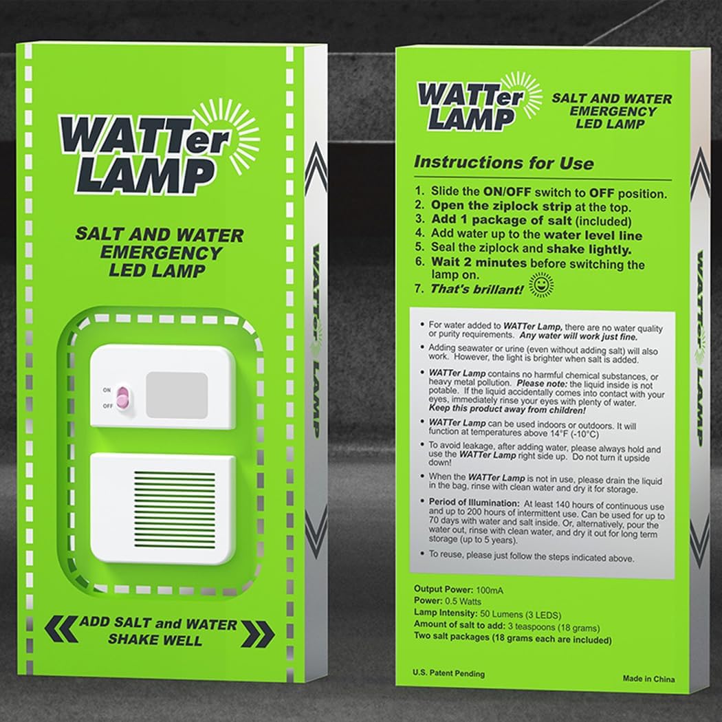 Camping LED Lights, Salt Water Emergency Lamp, White, Aluminium Magnesium Alloy, Outdoor, 1 PCS