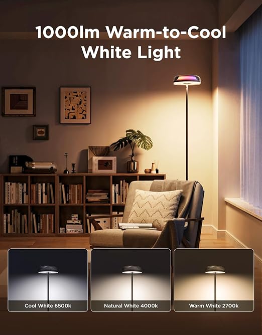 Govee Tri-Zone Smart Floor Lamp | RGBICWW LED Floor Lamp with Matter, Alexa, 1000 Lumens & 80+ Scene Modes