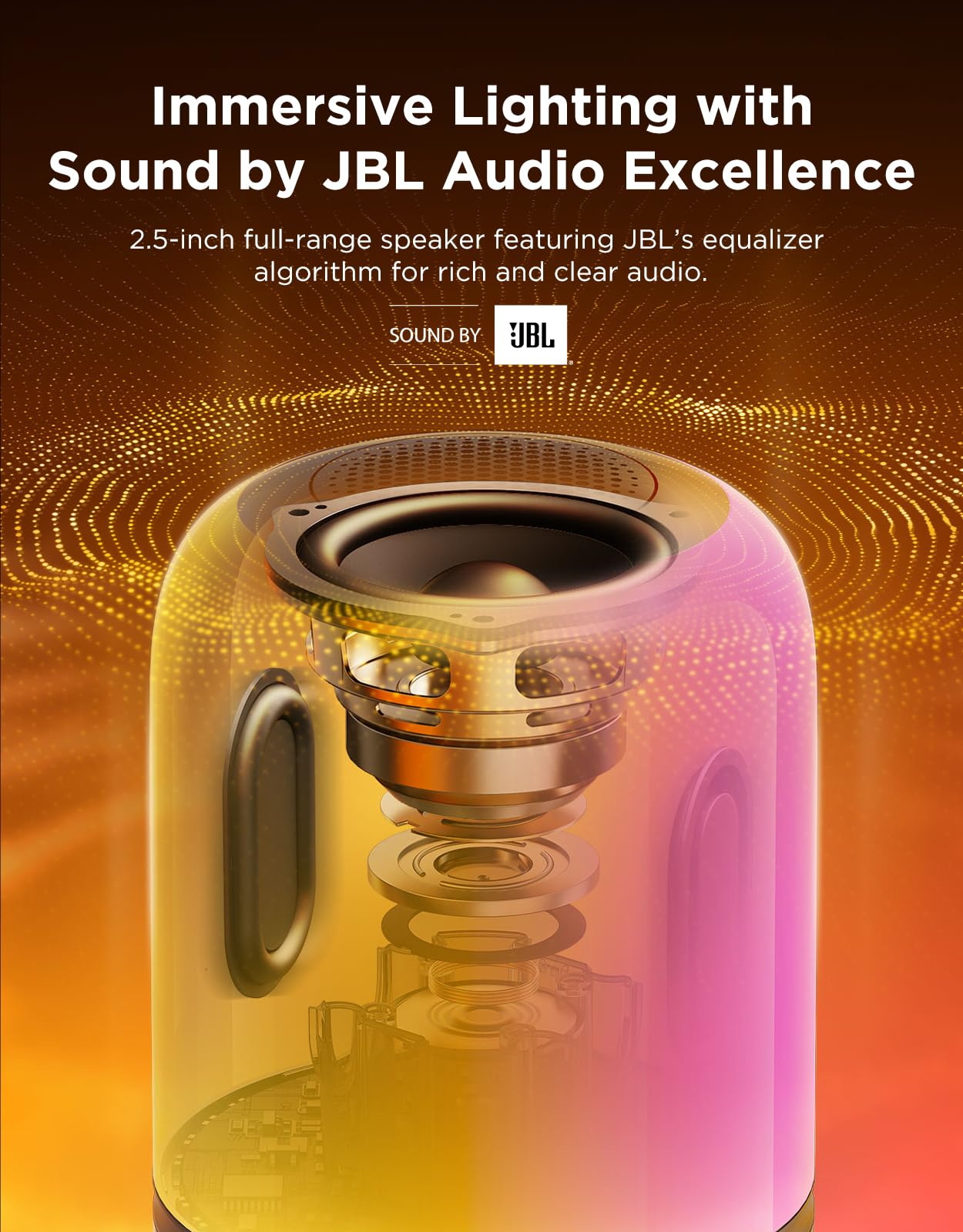 Govee Table Lamp 2 Pro x Sound by JBL(No Adapter), Bedside Table Lamp with Bluetooth Speaker, Music-Light Sync, 16 Music Modes & 100+ Scene Modes, Work with Alexa & Matter, Rechargeable Night Light