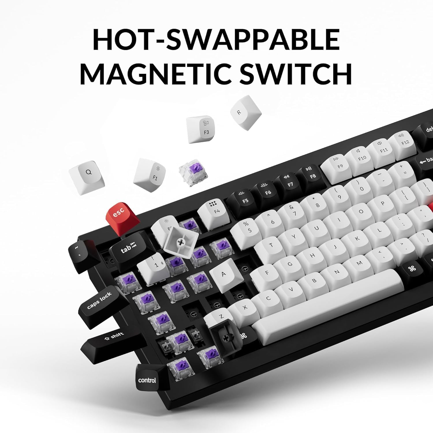 Keychron Q1 HE QMK Wireless Mechanical Keyboard – 75% (87-Key), Hall-Effect Magnetic Switches, Tri-Mode (2.4GHz/BT 5.1/Wired), Hot-Swappable, Arabic-English OSA PBT, Aluminum Gasket Mount