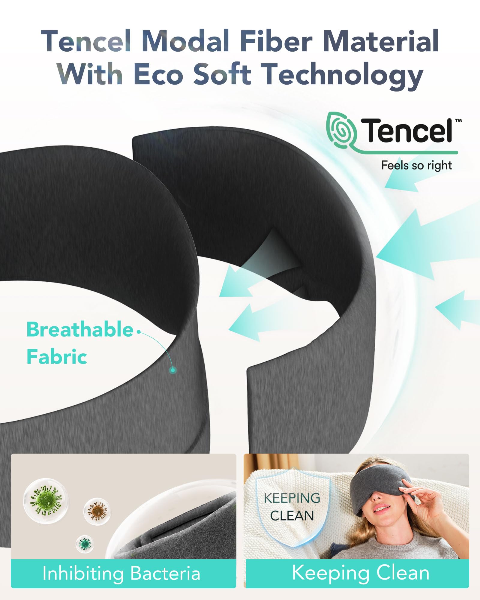 Sleep Mask,Eye Mask Wrap-Around Design, Light Shading, Breathable Fabric, Adjustable, Lightweight, Sturdy Stitching