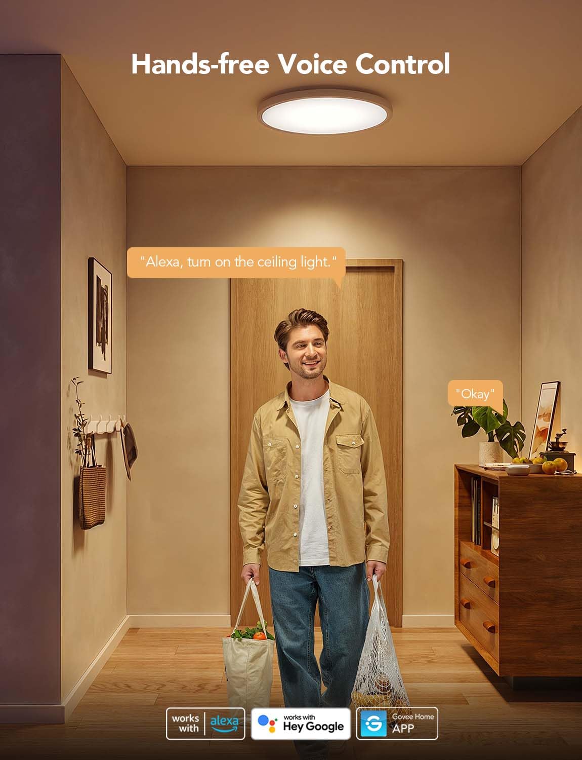 Govee Smart Ceiling Light, RGBIC LED Ceiling Light, 2400 Lumen Flush Mount, 16 Million Customizable Colors, Works with Alexa, 2200K-6500K Ceiling Lights for Bedroom, Living Room