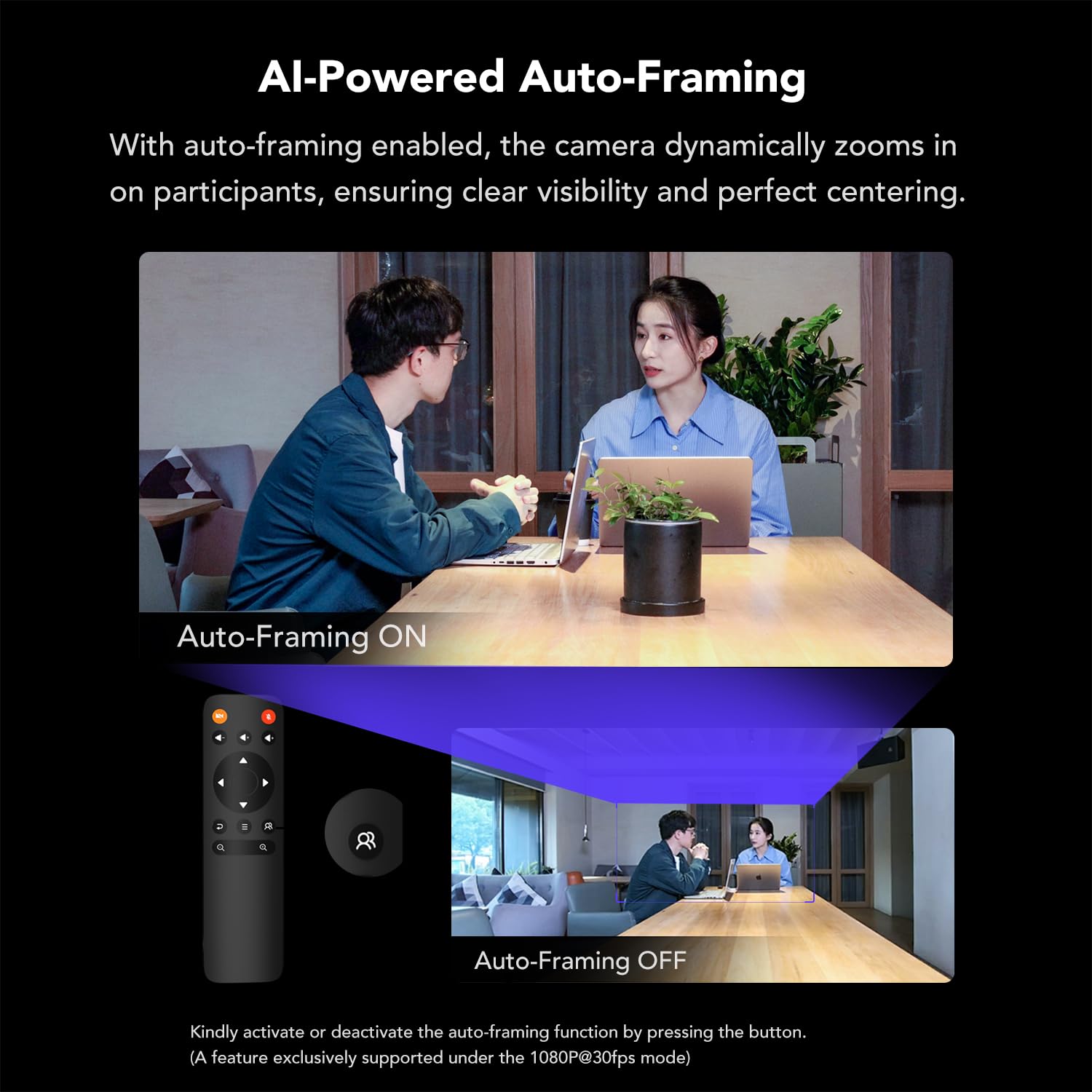 NEARITY C45 2K Video Conference Webcam with Microphone and Speaker, All-in-One Webcam with 4 Noise Cancelling Microphones, 5X Zoom FHD Webcam AI Auto-Framing Plug and Play for Zoom/Teams/Google Meet