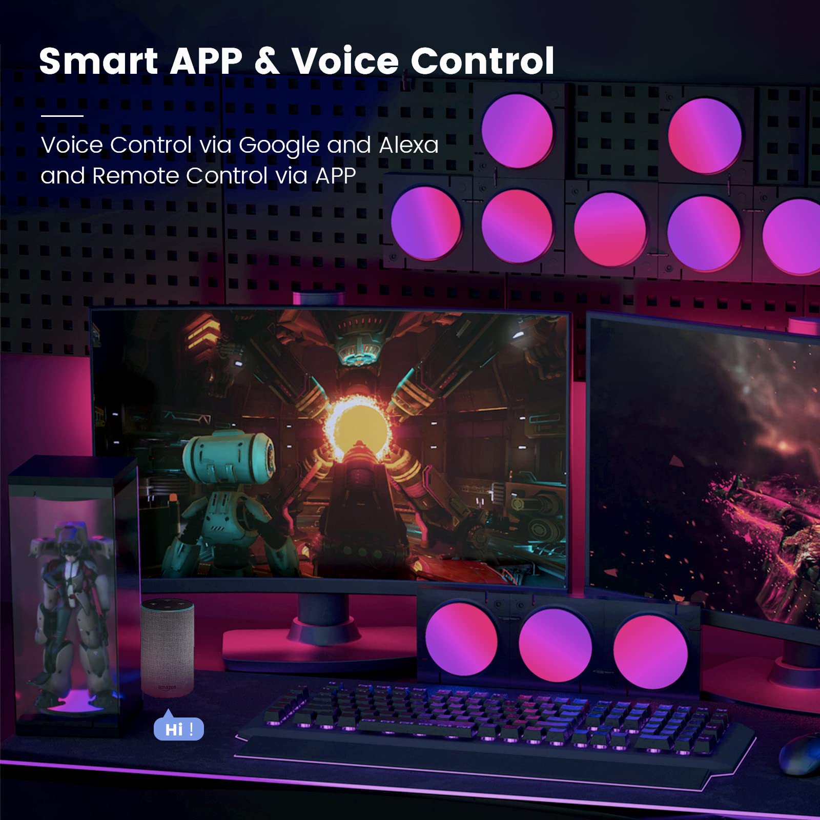 Cololight LED Lights - Wall and Night Lights, Music Sync Multi-Color, Compatible with Alexa and Google (Mix of 3 Pieces)