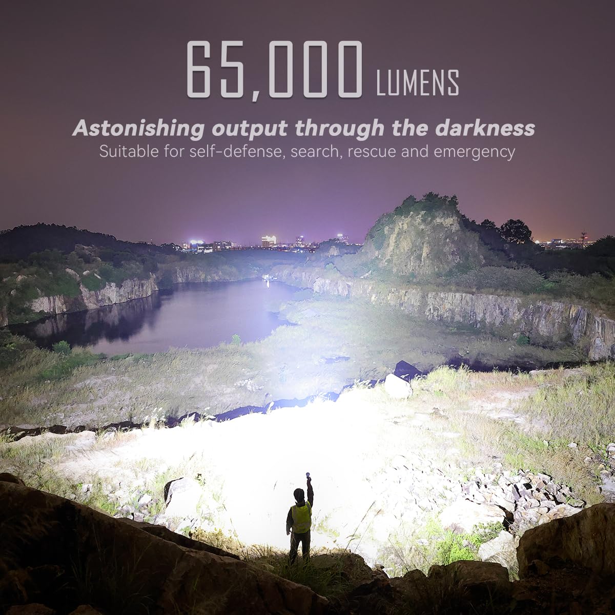 IMALENT MS12 Mini Tactical Flashlight 65.000 Lumens Rechargeable, Super Bright Torch with 12 XHP 70.2 LEDs, Long Beam Distance 1036 Meters, Built-in Cooling fans for Adventure, Camping, Climbing