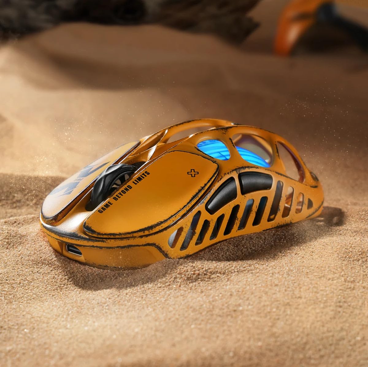 Gravastar Mercury X Pro Wireless Gaming Mouse - PAW 3950 Sensor 32000 DPI, 8000Hz Polling Rate, Magnesium Alloy Hollow Frame, RGB Lighting, 5 Programmable Buttons, Three Modes (Yellow)