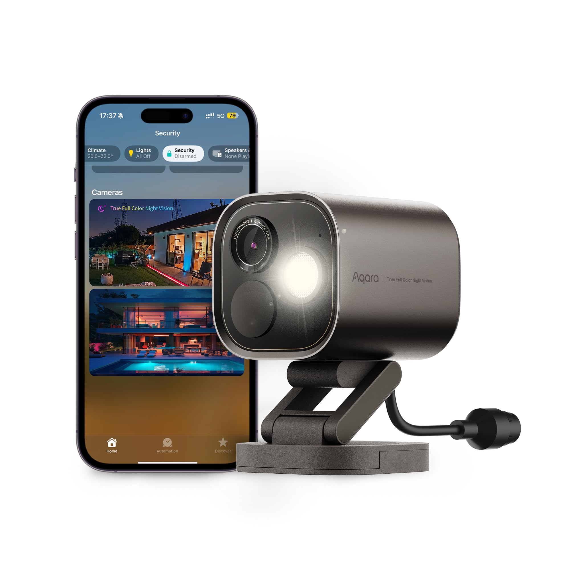 Aqara G5 Pro Camera Hub PoE 4MP, Wired Outdoor Security Camera with True Color Night Vision, HomeKit Secure Video, Thread Border Router, Local Detection, Thread/Zigbee, Supports Alexa & Google, Gray