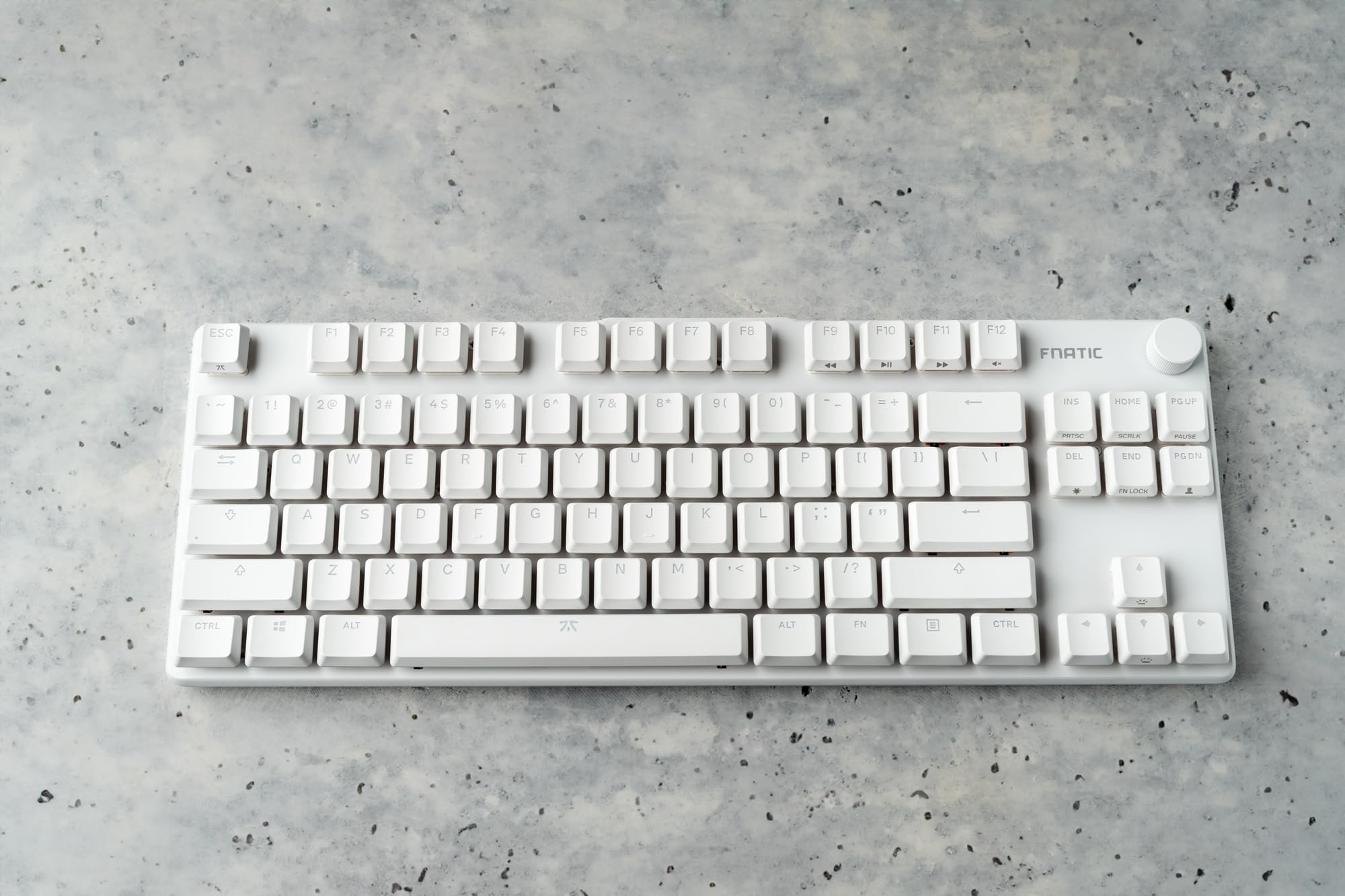 Fnatic STREAK80 LP White TKL Mechanical Low Profile Pro Gaming Keyboard, Speed Switches with short key-travel, LED RGB, PBT Keycaps, Silent PORON foam, US ANSI Layout QWERTY