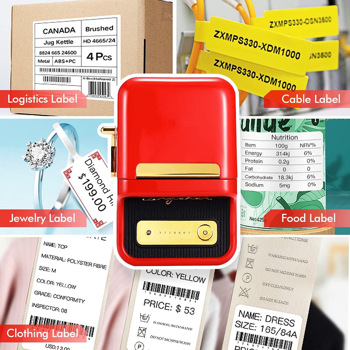 يولينكا طابعة ملصقات 2 انش B21 مع 230 ملصق، طابعة ملصقات حرارية بلوتوث للاعمال الصغيرة، تناسب جميع الاغراض ملصقات الباركود والسعر، متوافقة مع iOS واندرويد (اخضر)