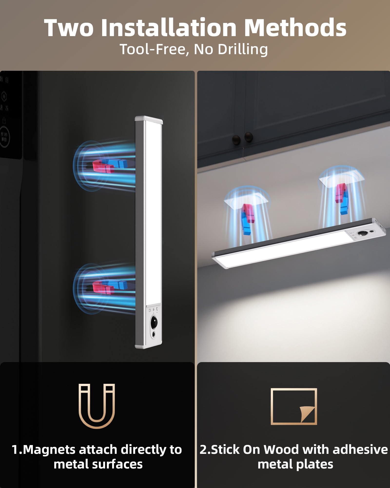 ايزفالو مجموعة مصابيح LED 5 مصابيح LED لاسلكية شحن USB ومستشعر حركة 5300 كلفن مع جهاز تحكم عن بعد للمطبخ وغرفة النوم وخزانة الممر والسلالم