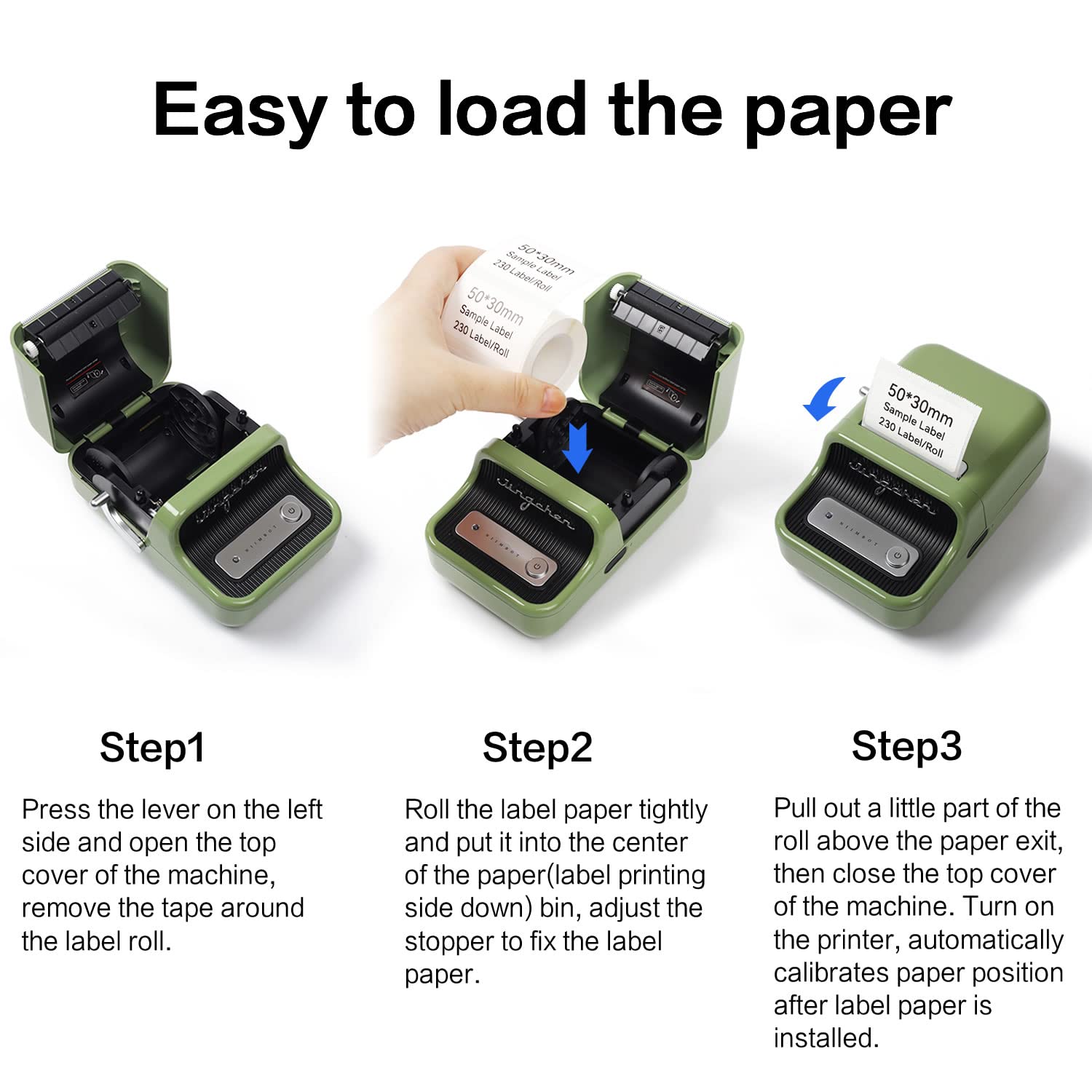 NIIMBOT Bluetooth Label Maker B21 - Portable Barcode Printer, Mini Wireless Thermal Label Maker Machine for Retail, Address, Jewelry, Home, for iOS & Android, with 50x30mm Label (1 Roll of 230),Green