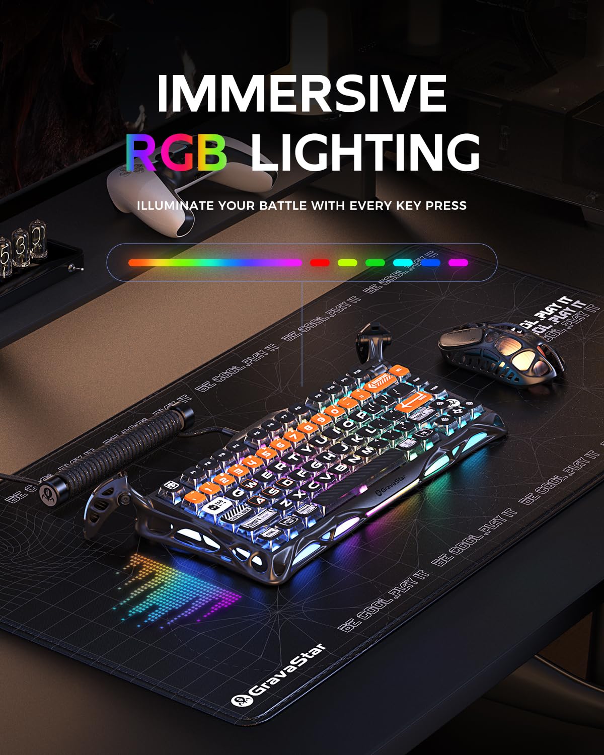 Gravastar Mercury K1 Pro Gaming Keyboard, Wireless, Aluminum Alloy, 75% Layout, Custom Mechanical Keyboard, Durable Design with Unique Aesthetics, Cyber Flyer
