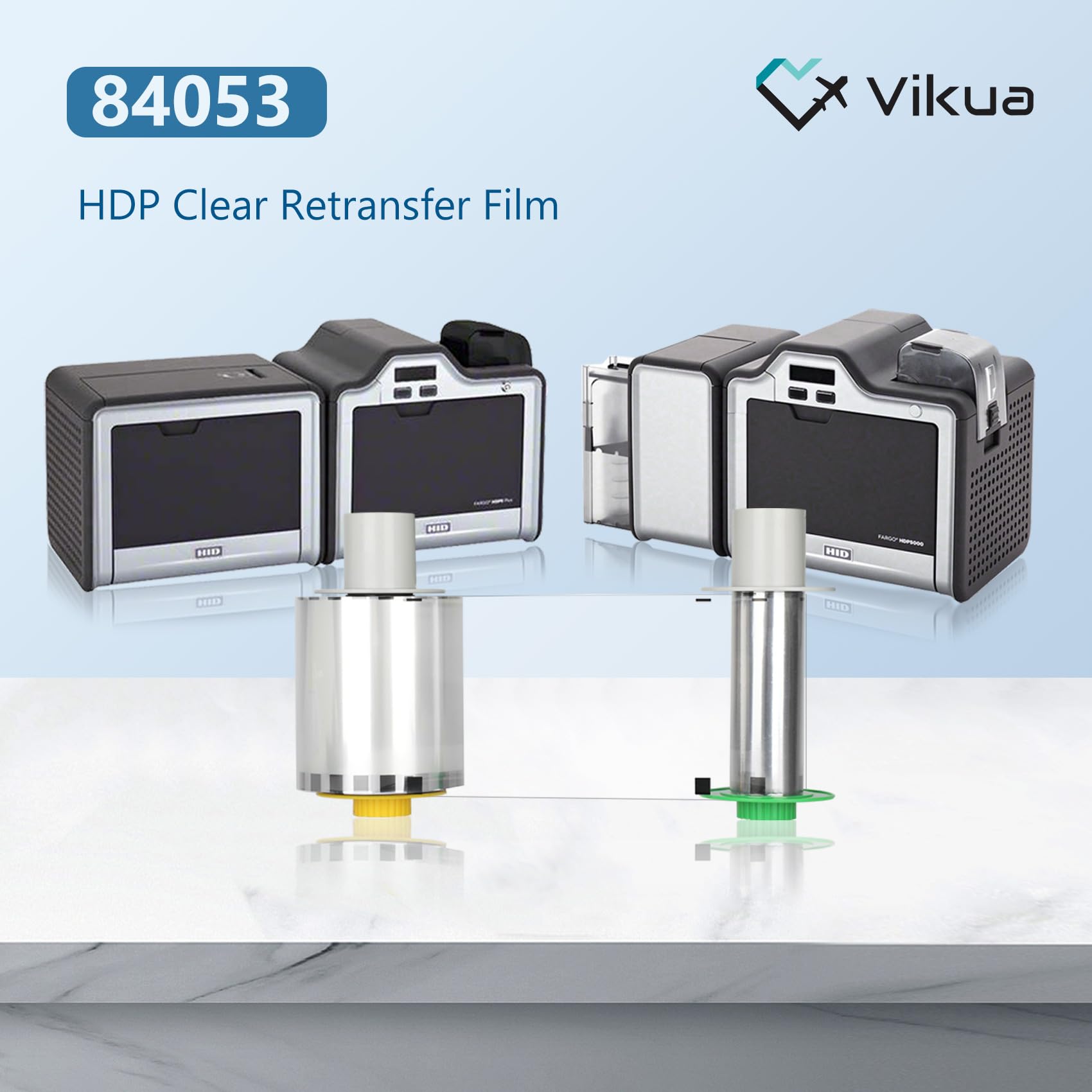 VICUOA 84053 HDP Clear Transfer Film, 84053 Clear Transfer Film Replacement for Fargo 84053 Film, Compatible with Fargo HDP5000 / HDPii, Produces 1500 Prints