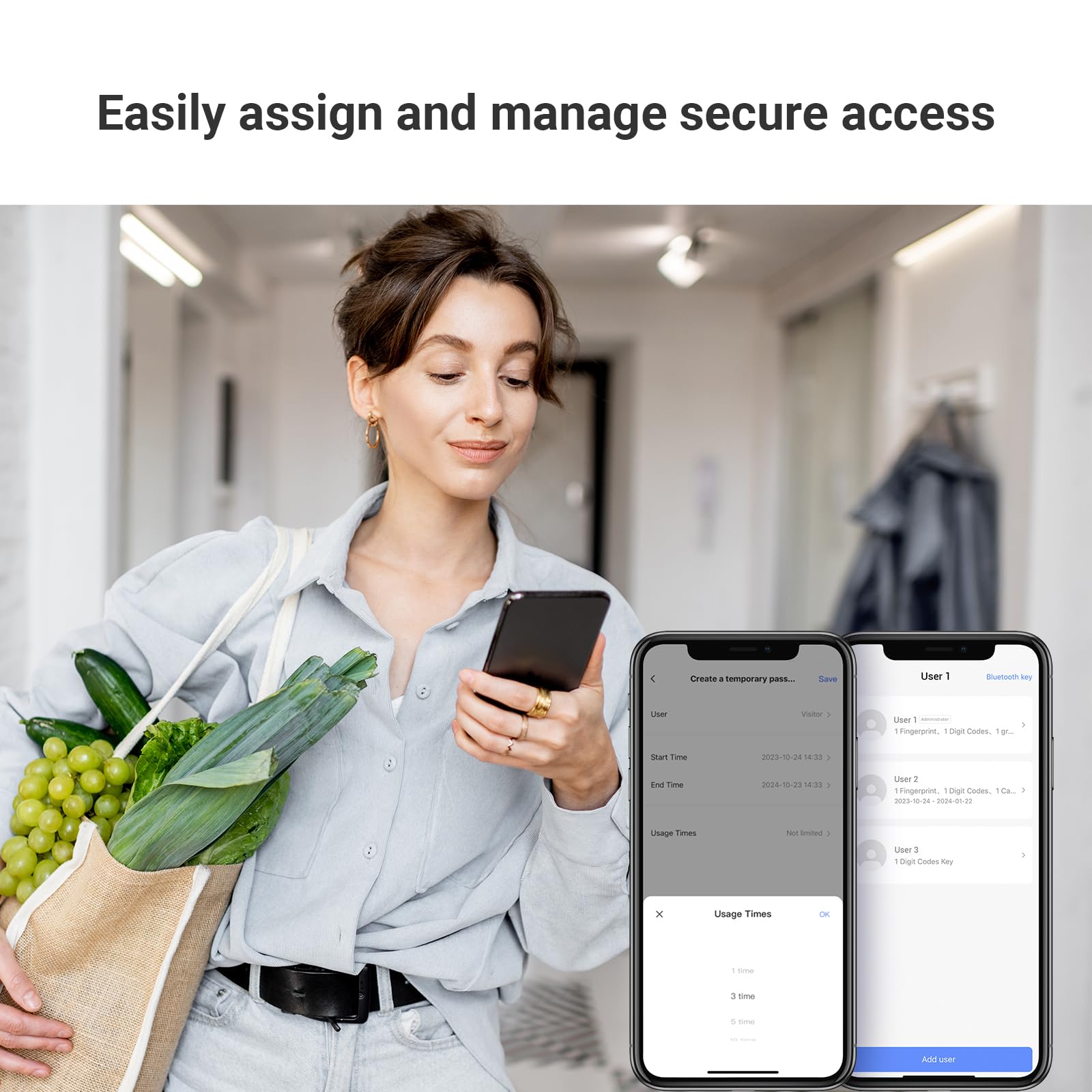 EZVIZ قفل ذكي DL04 - يدعم البلوتوث والواي فاي، دخول بدون مفتاح متعدد الطرق، جهاز تحكم عن بعد، تنبيهات مضادة للعبث، سهل التركيب - مثالي للامان المنزلي (DL04)