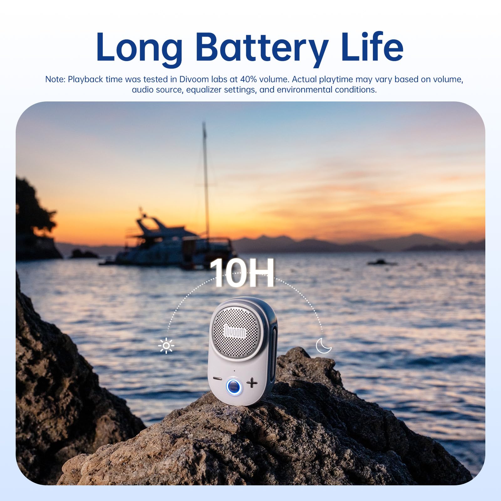 Divoom Itour-S Portable Mini Wireless Bluetooth Speaker, Big Audio and Punchy Bass,Clip-On Design, IP67 Waterproof and Dustproof,10 Hours Playtime,Speaker for Home Travel Office and Outdoors (White)