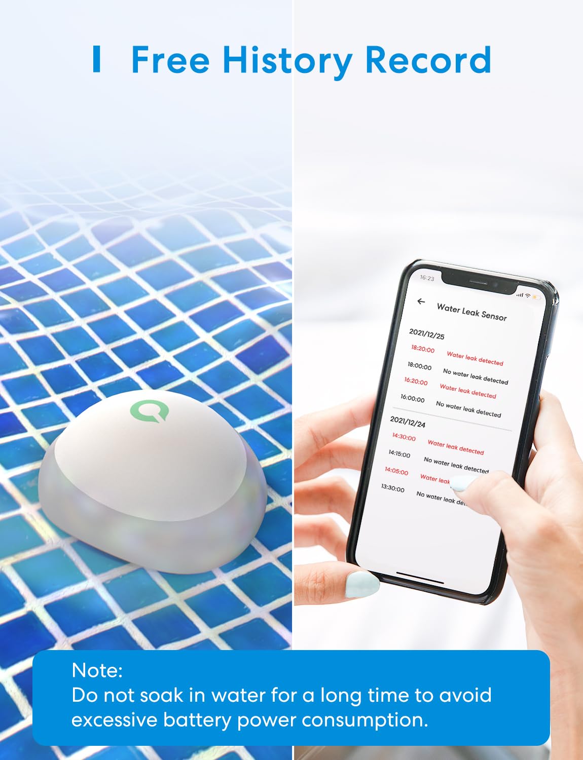 Meross Smart Water Sensor Alarm 3 Pack, WiFi Water Leak Detector Support Apple HomeKit, SmartThings, IP67 Waterproof with App Alerts, Alarm, 100M Range for Home Basement Kitchen (meross Hub
