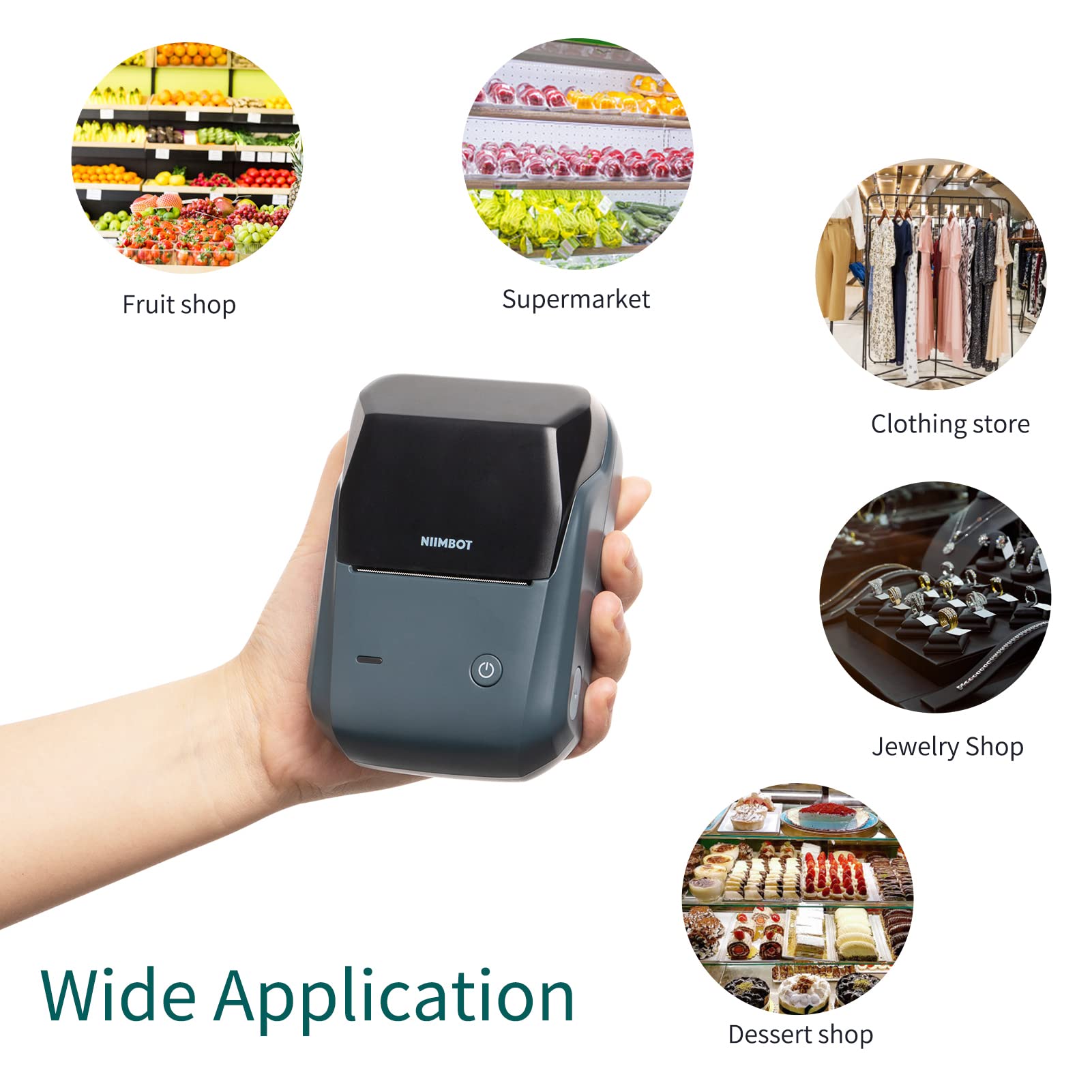 JUANZI Label printer, B1 Label Maker Machine Mini Pocket Thermal Label Printer All in One BT Connect Price Tag DIY Date Journal Study Sticker Labeling Machine with 50*30mm Label Roll Compatible with i