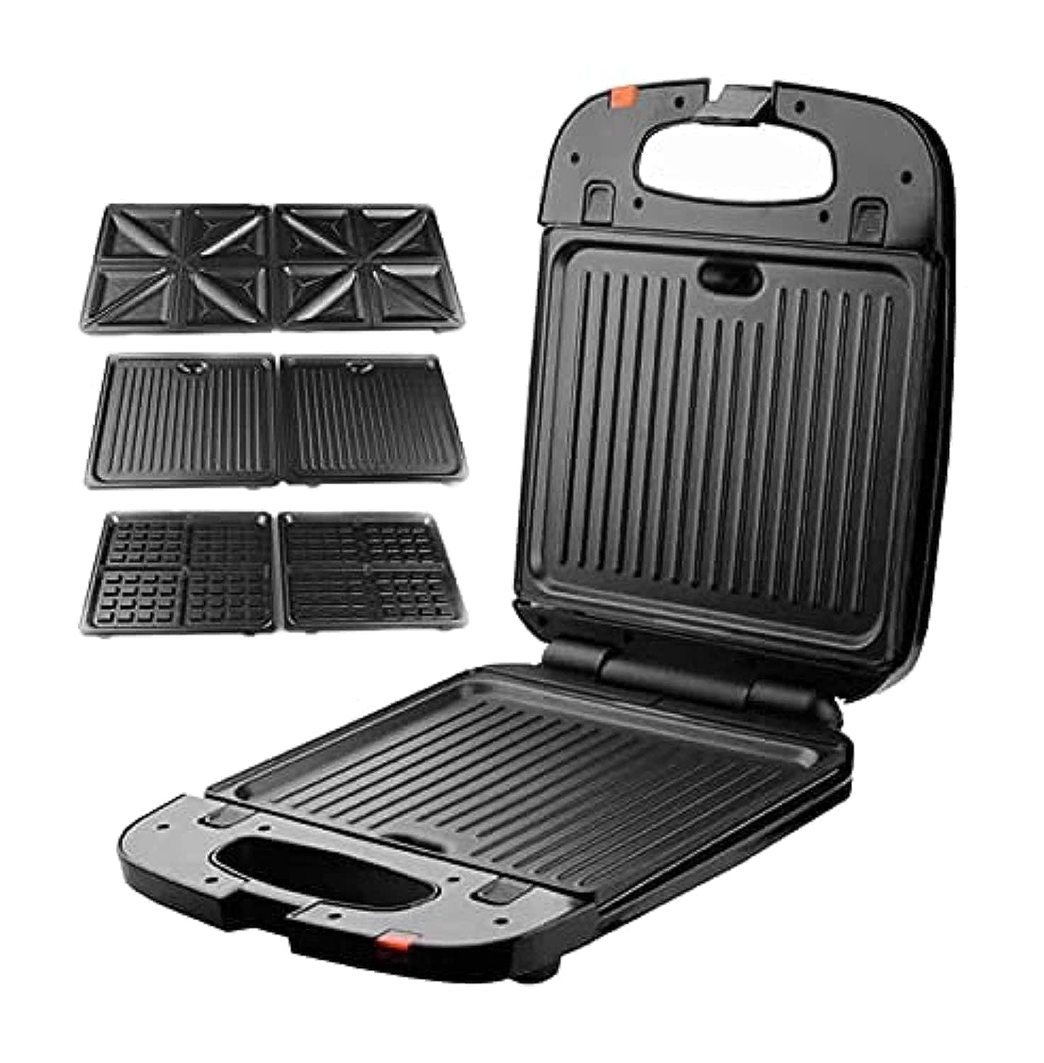 DSP 2-in-1 Sandwich Maker with Grill KC1051, 1200 Watt - Black and Grey