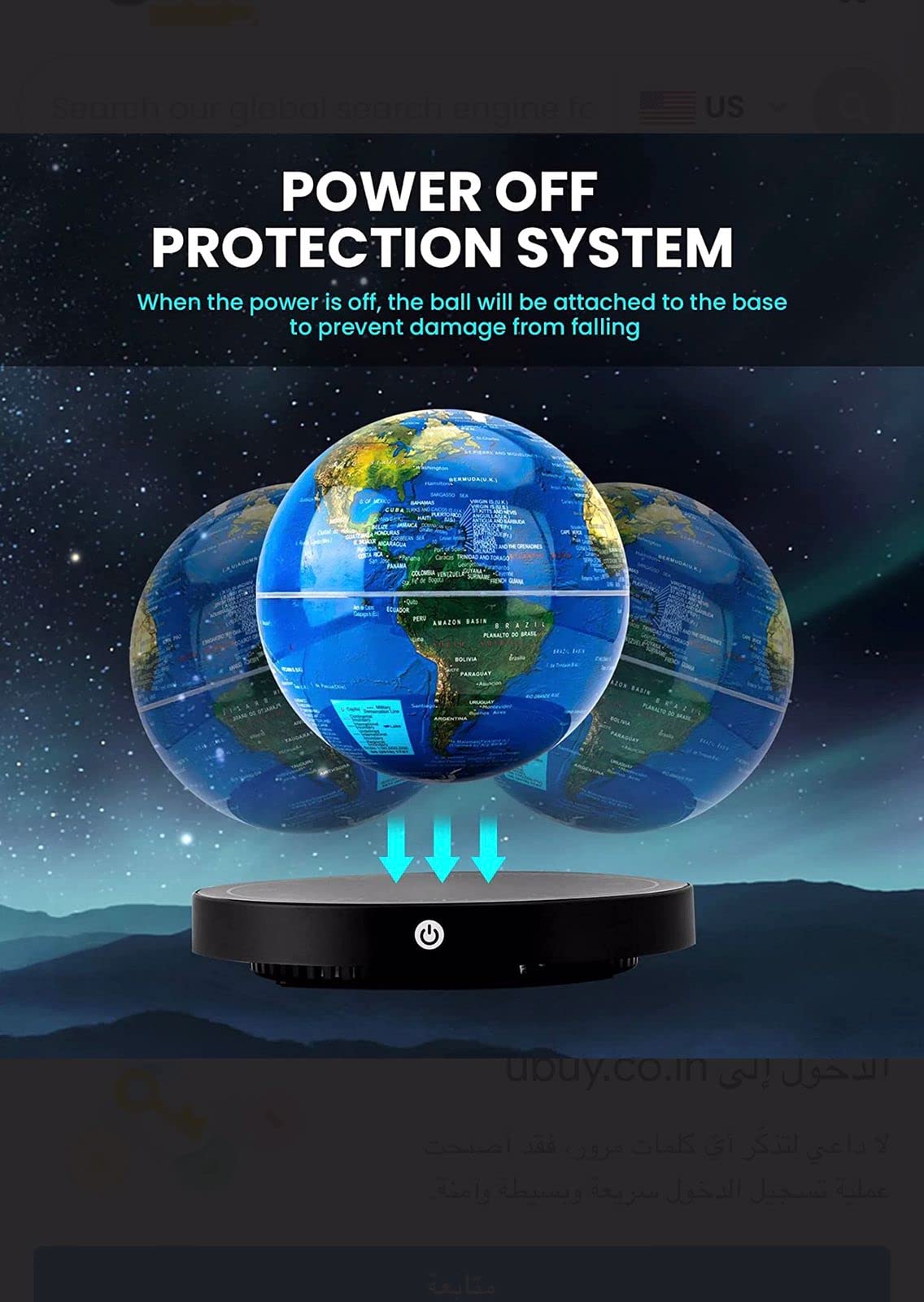 كرة أرضية عائمة مغناطيسية مع ضوء LED، خريطة العالم الجغرافية تدور 360 درجة لديكور المنزل والمكتب، هدية فنية رائعة للاطفال والمعلمين والزوج والزميل
