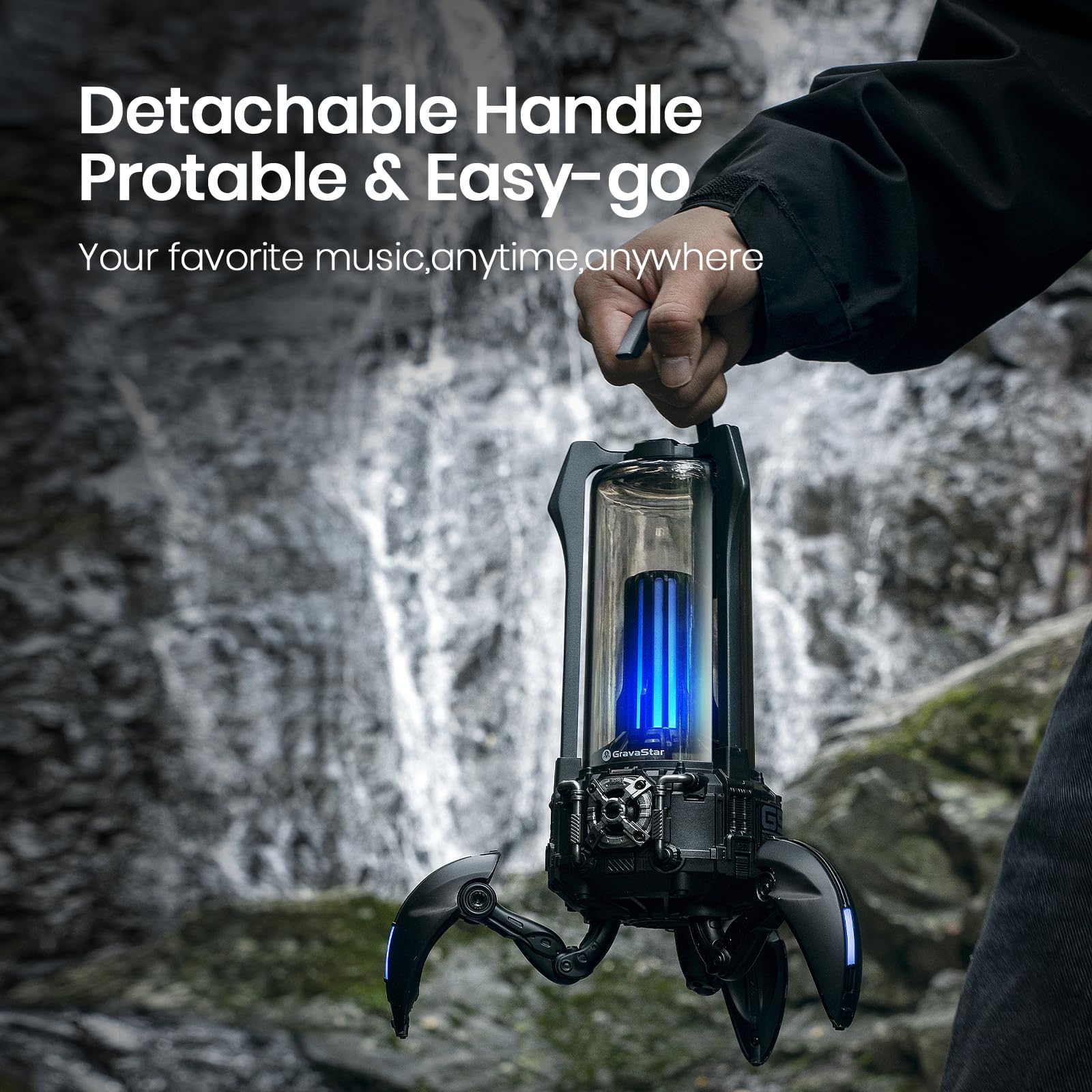 G GravaStar Supernova Portable Bluetooth Speaker, LED Table Lamp Speaker, 9H Playtime, TWS Pairing, Wireless Speakers fo Party/Outdoor/Camping/Gifts
