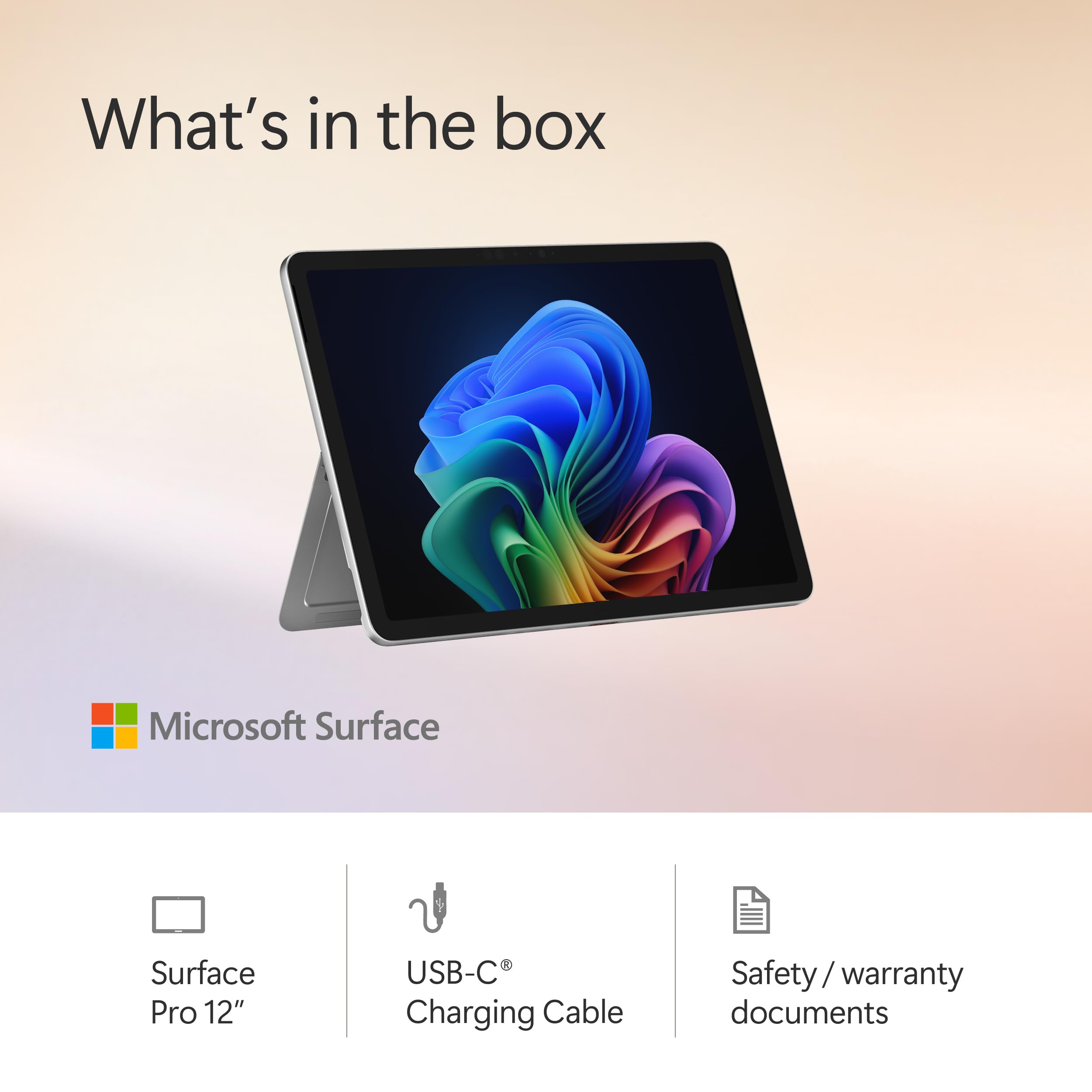 Microsoft Surface Pro 2-in-1 Laptop/Tablet (2025), Windows 11 Copilot+ PC, 12" Touchscreen Display, Snapdragon X Plus (8 Core), 16GB RAM, 256GB Storage, Platinum