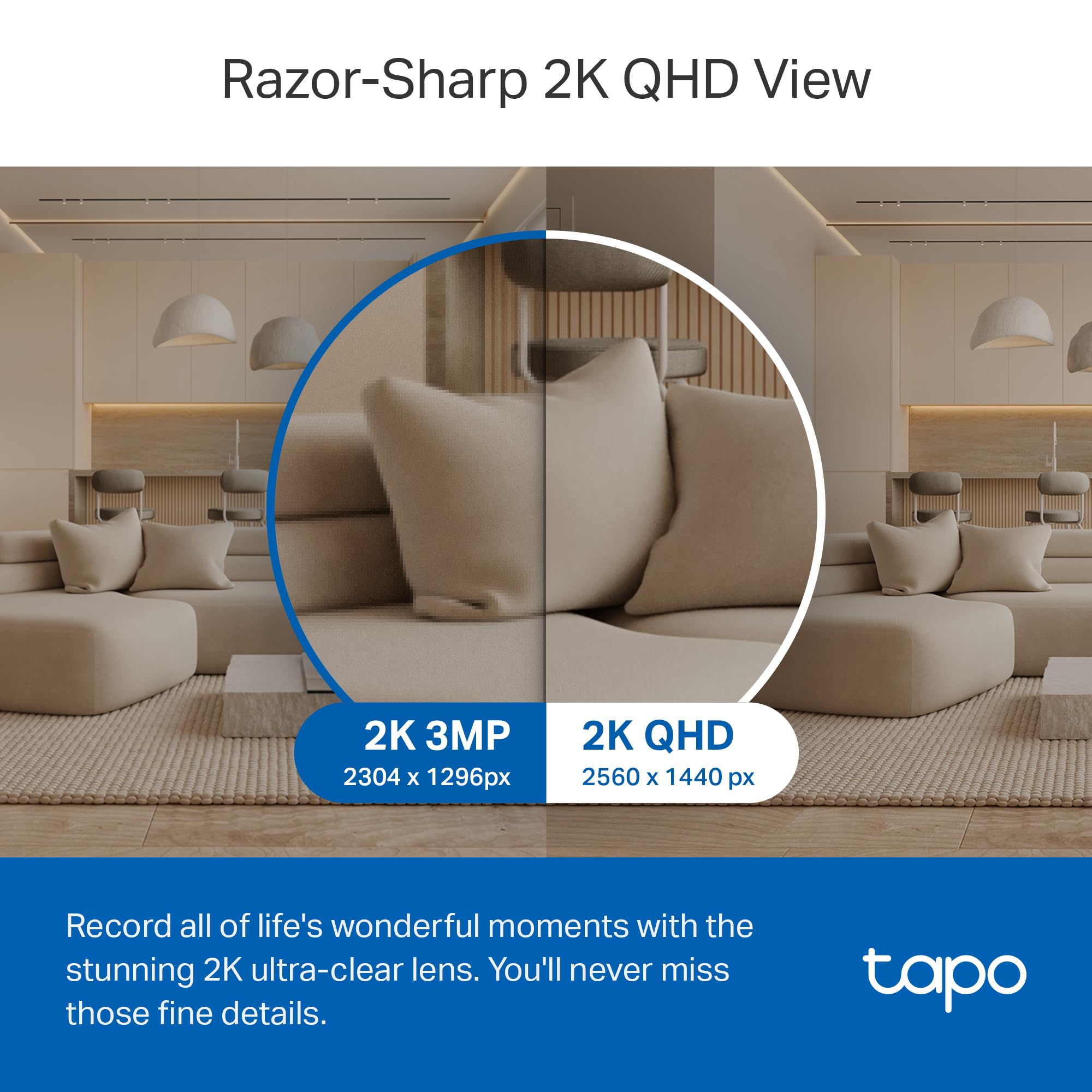 Tapo C220 2K Pan/Tilt Indoor Camera, WiFi Security Camera, AI Detection, Customizable Privacy Mode, Two-Way Audio, Night Vision, Cloud & Local Storage, Works with Alexa & Google