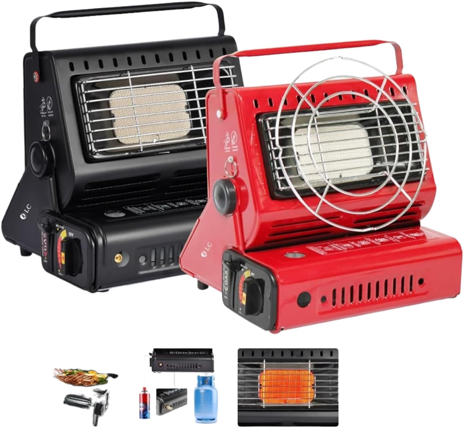موقد وسخان غاز قابل للحمل 2 في 1 من دي ال سي، DLC-P3410