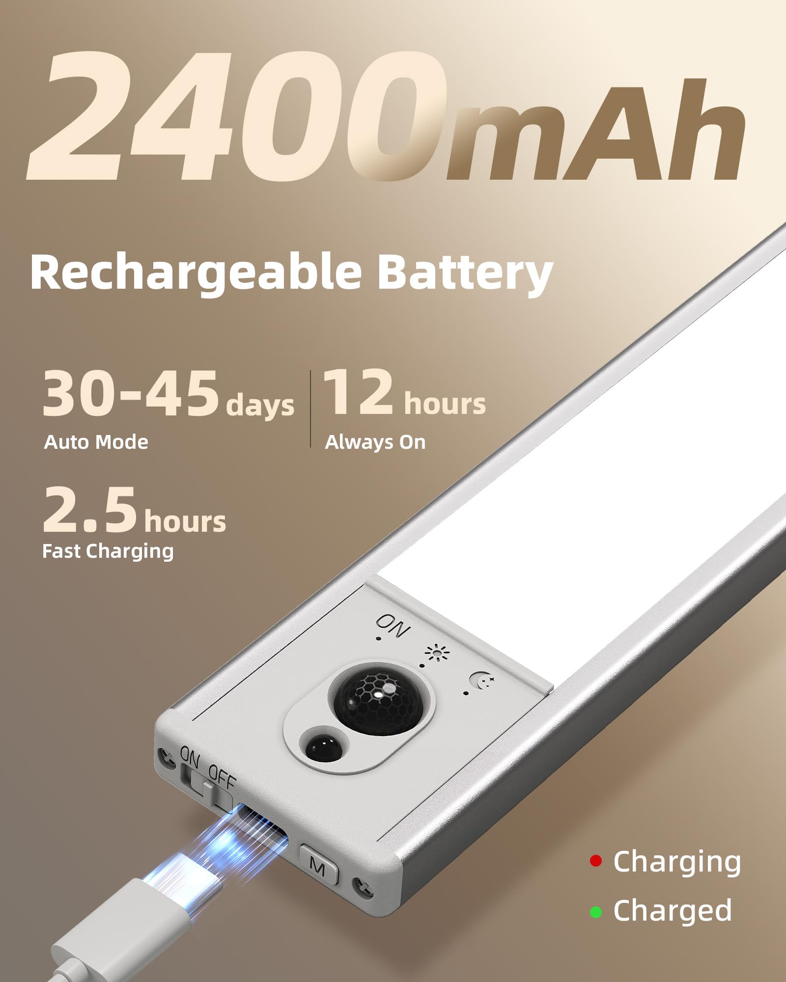 ايزفالو مجموعة مصابيح LED 5 مصابيح LED لاسلكية شحن USB ومستشعر حركة 5300 كلفن مع جهاز تحكم عن بعد للمطبخ وغرفة النوم وخزانة الممر والسلالم