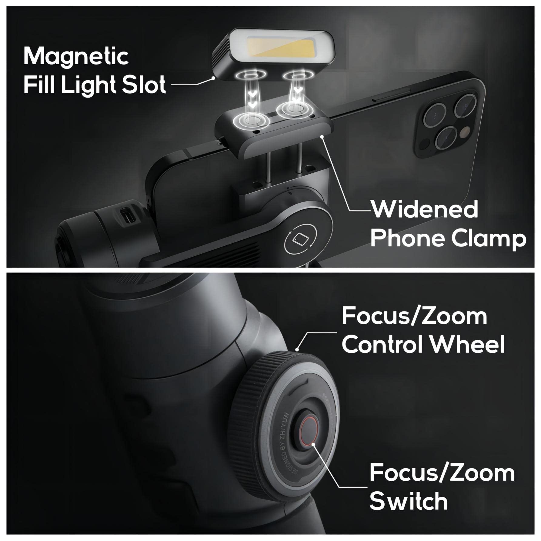 Zhiyun Smooth 5 Combo Gimbal Stabilizer for Smartphone, 3-Axis Portable Android and iPhone Gimbal Stabilizer with Tripod, LED Fill Light & Carrying Bag for Video Recording, Vlogging, YouTube, TikTok