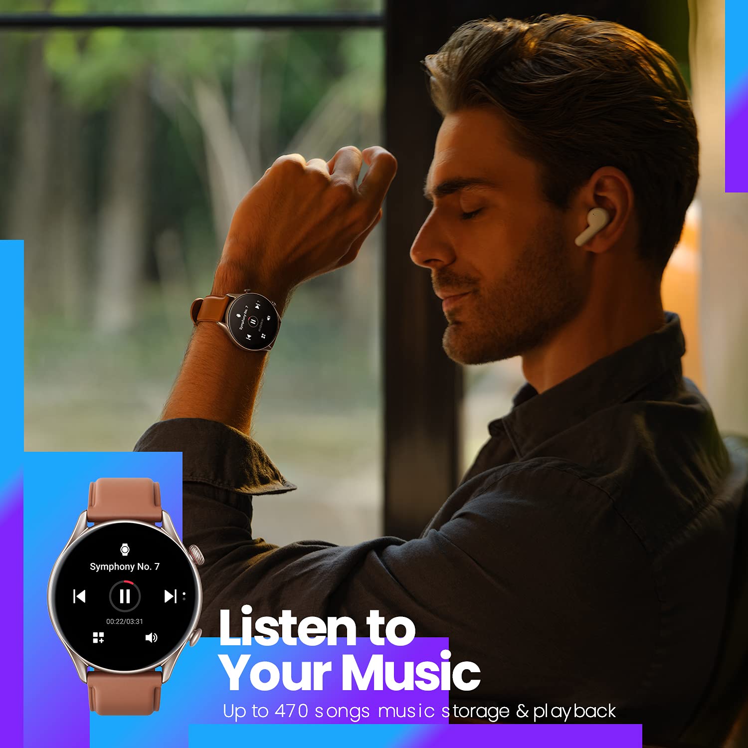 Amazfit GTR 3 Pro Smart Watch with 1.45 Inch AMOLED Display, Sports Watch with Over 150 Sports Modes, GPS, Heart Rate, Sleep, Stress, Oxygen Saturation Monitoring, Bluetooth Calls, Control