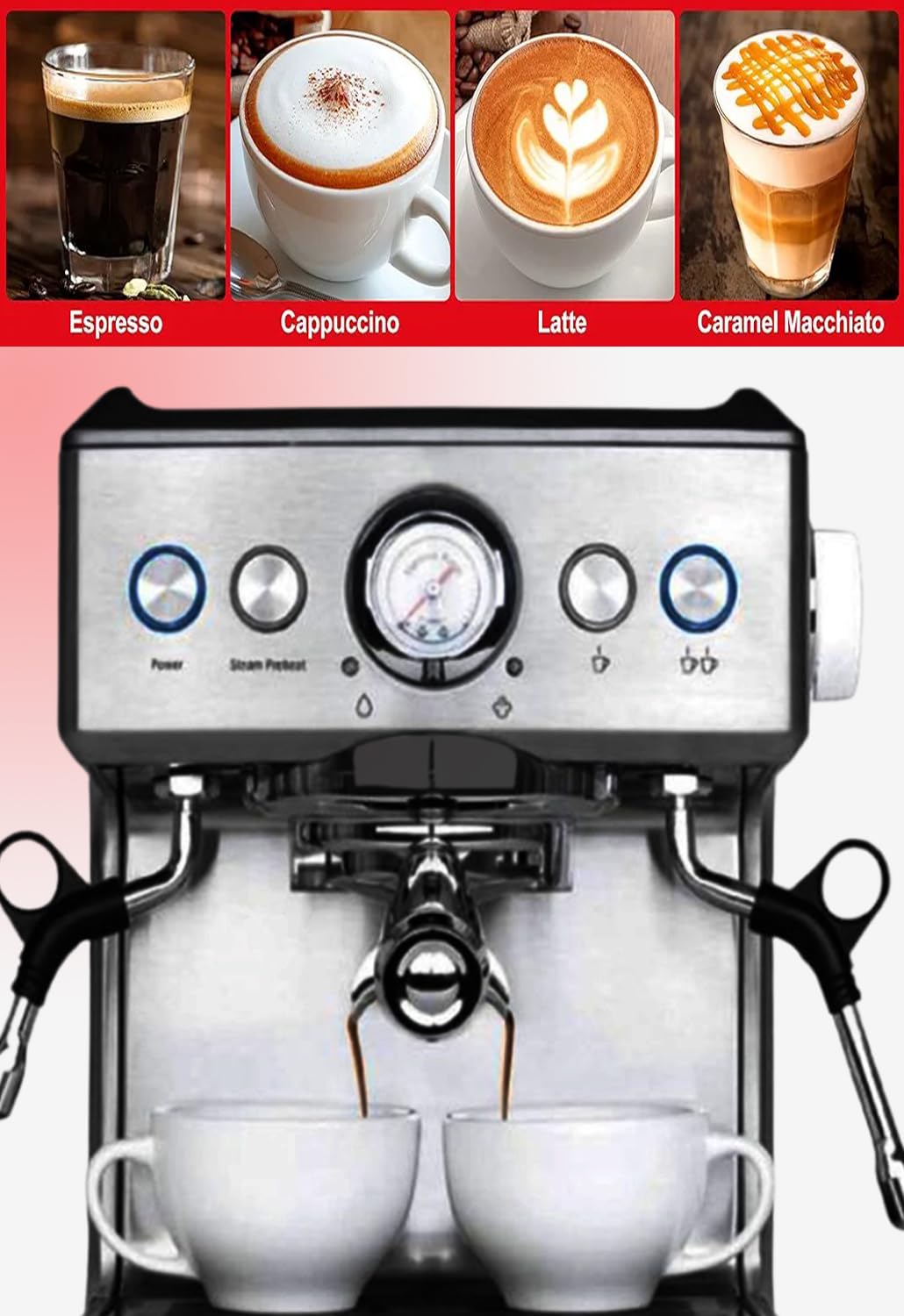 MEBASHI Commercial Coffee Machine, 2.1L Capacity, 20 Bar Pressure, (ME-CCM2051) (Black)| 1350W