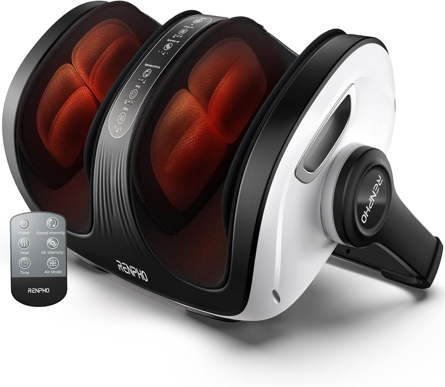 Renpho Shiatsu Foot Massager for Feet and Legs with Heat and Remote Control, Deep Kneading and Leg Rolling with Handle, Fits Men's Feet up to US Size 14, for Home and Office