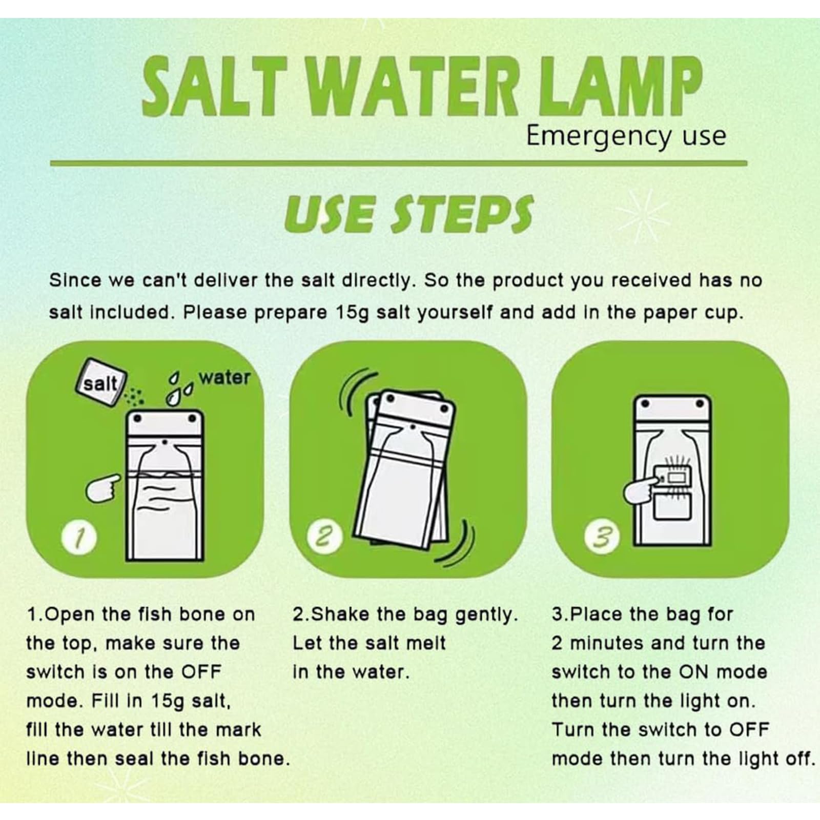 Diameleo Saltwater Lamp - Outdoor Emergency Light, Foldable Saltwater LED Lamp Battery-Free, Portable LED Emergency Light for Camping and Outdoor Saltwater (1 Piece)