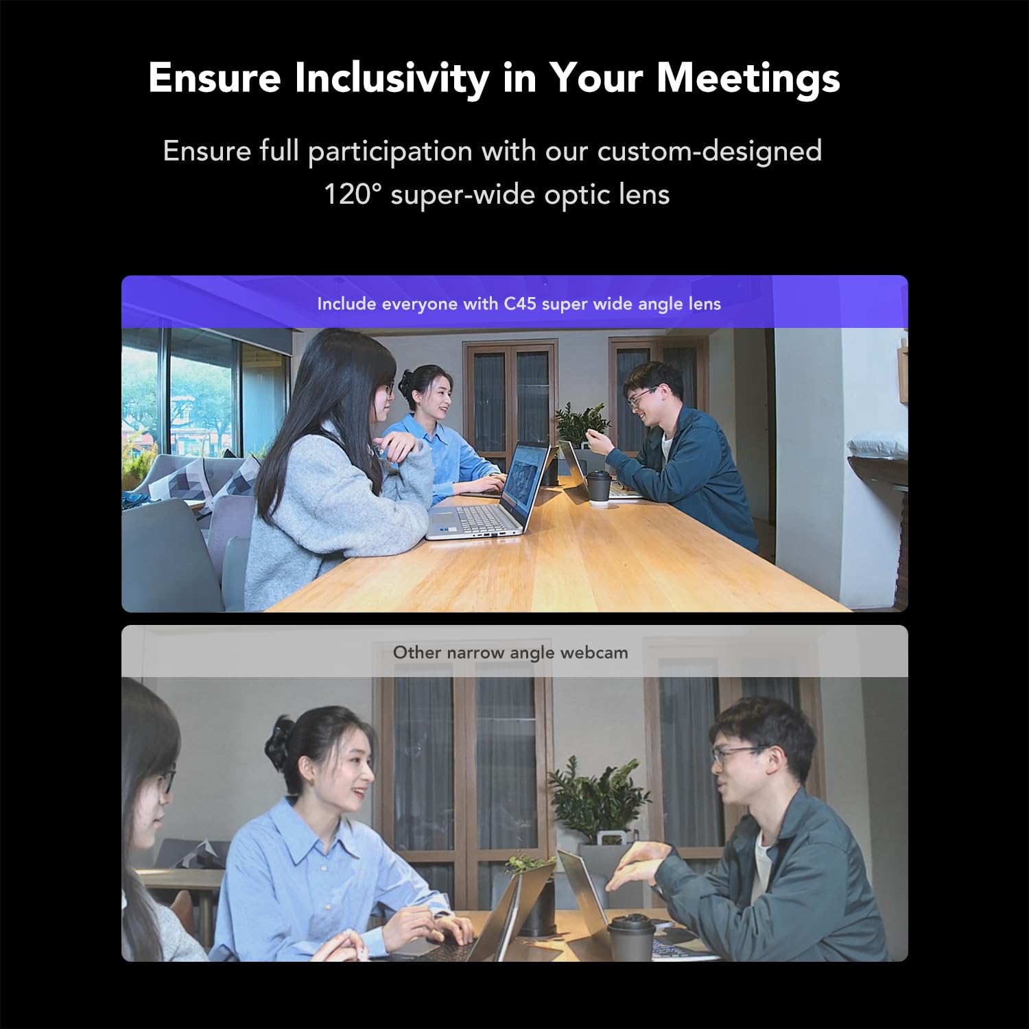 NEARITY C45 2K Video Conference Webcam with Microphone and Speaker, All-in-One Webcam with 4 Noise Cancelling Microphones, 5X Zoom FHD Webcam AI Auto-Framing Plug and Play for Zoom/Teams/Google Meet