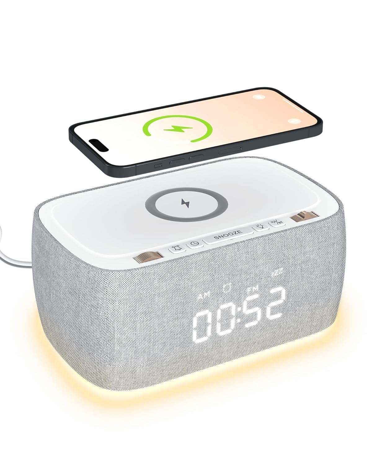 EZVALO Alarm Clock Speaker Dock with Wireless Charger