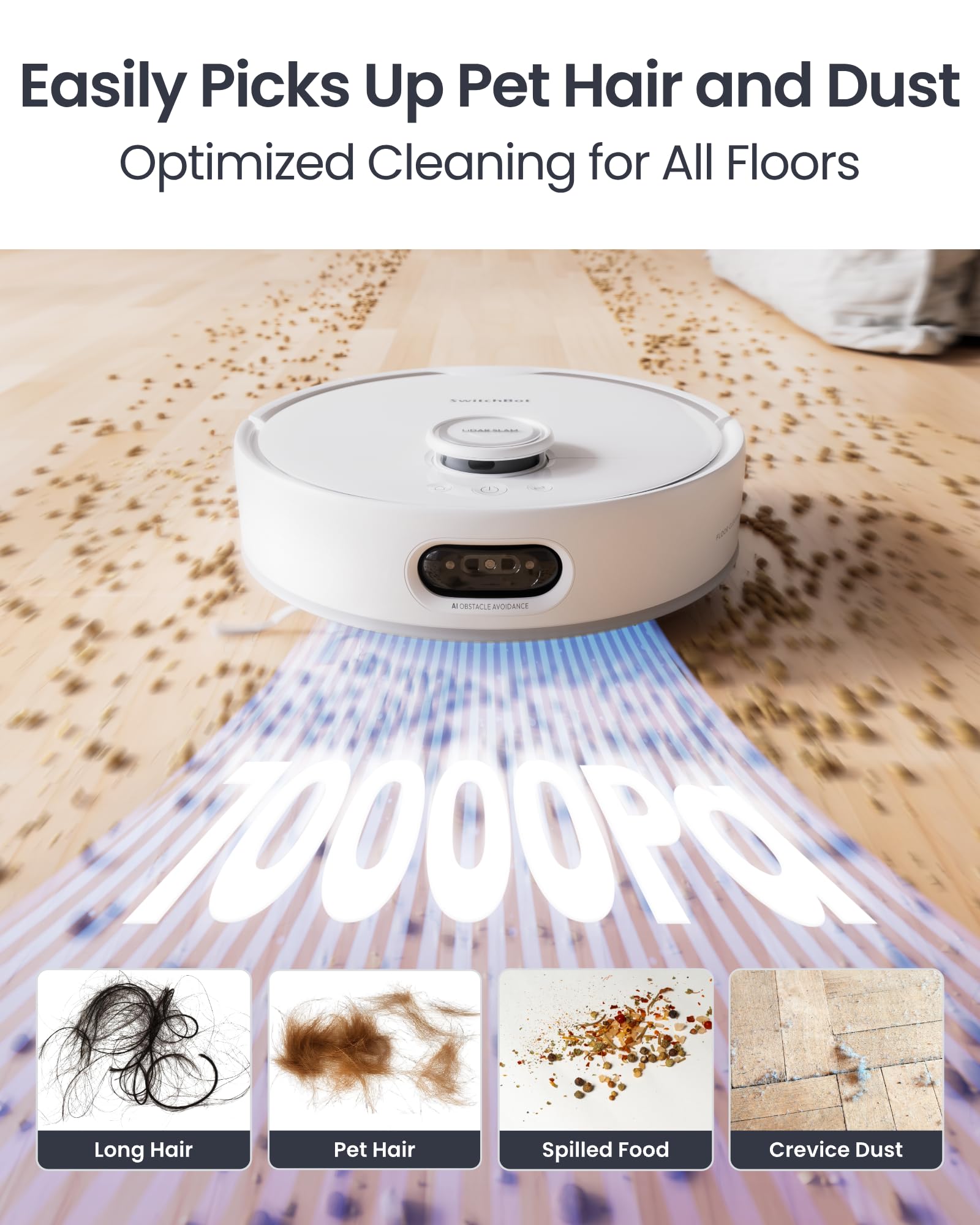 SwitchBot Robot Vacuum and Mop S20 with Matter, 10000Pa Suction, Rotating Mop, AI Navigation, Auto Wash and Dry, Self-Emptying, Works with Apple Home, Alexa and Google Home for Pet Hair and Carpet