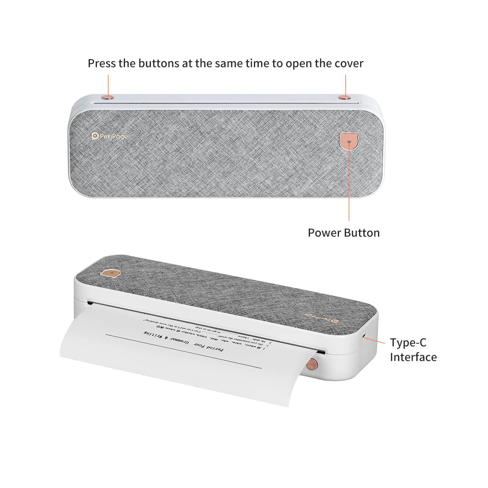 Matipop PeriPage Portable Printer, A4 Wireless Travel Printer, Portable Thermal Printer Compatible with Android iOS, Supports 2 inch/3/4 inch Paper Width
