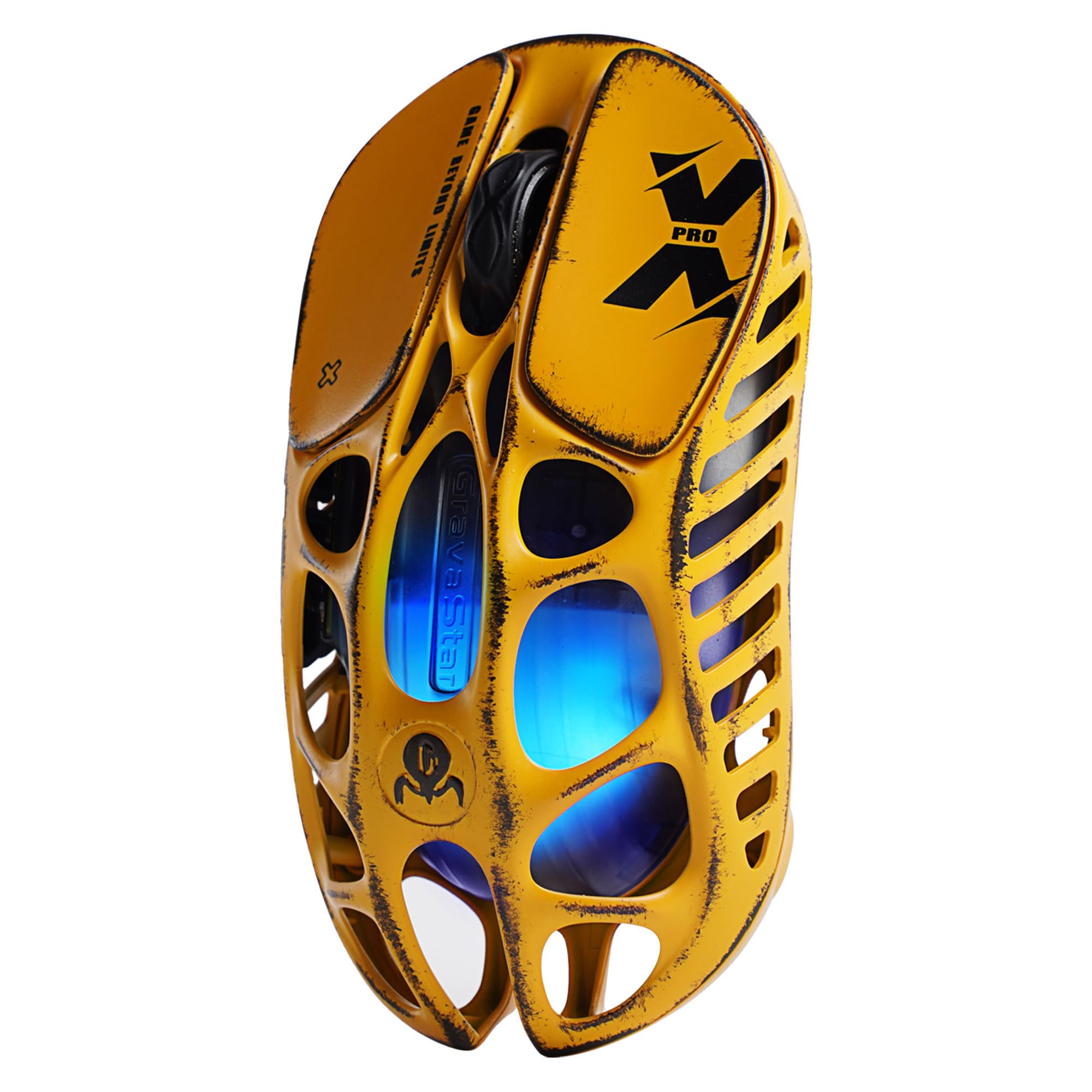 Gravastar Mercury X Pro Wireless Gaming Mouse - PAW 3950 Sensor 32000 DPI, 8000Hz Polling Rate, Magnesium Alloy Hollow Frame, RGB Lighting, 5 Programmable Buttons, Three Modes (Yellow)