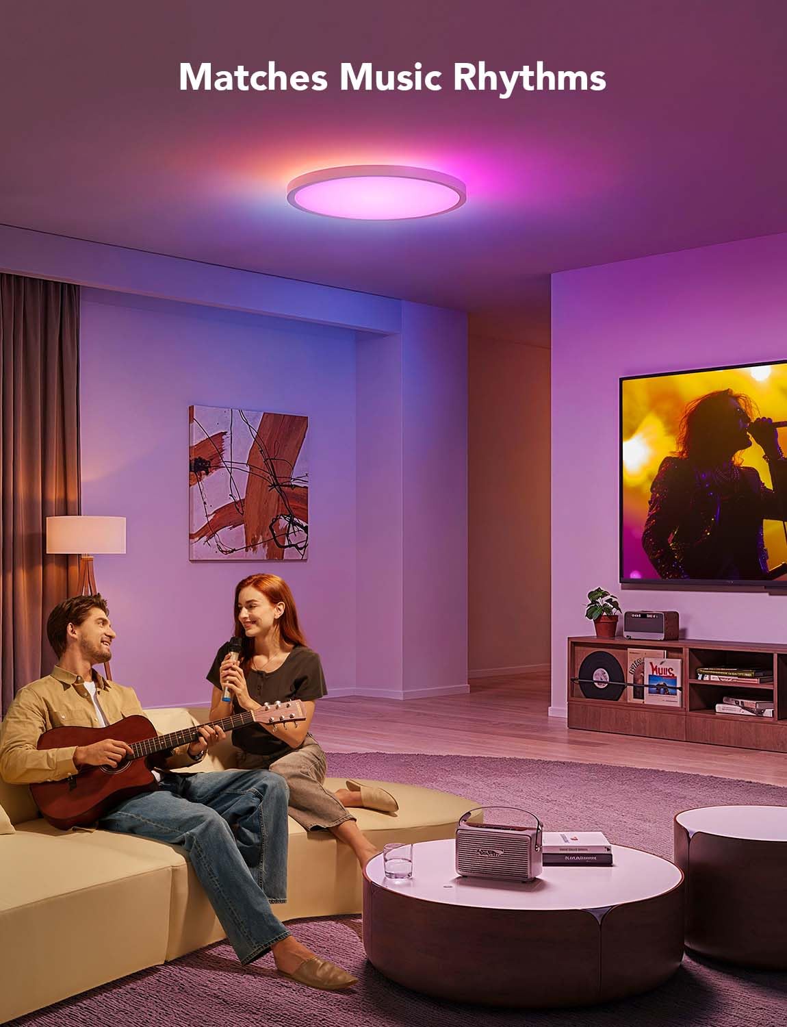 Govee Smart Ceiling Light, RGBIC LED Ceiling Light, 2400 Lumen Flush Mount, 16 Million Customizable Colors, Works with Alexa, 2200K-6500K Ceiling Lights for Bedroom, Living Room