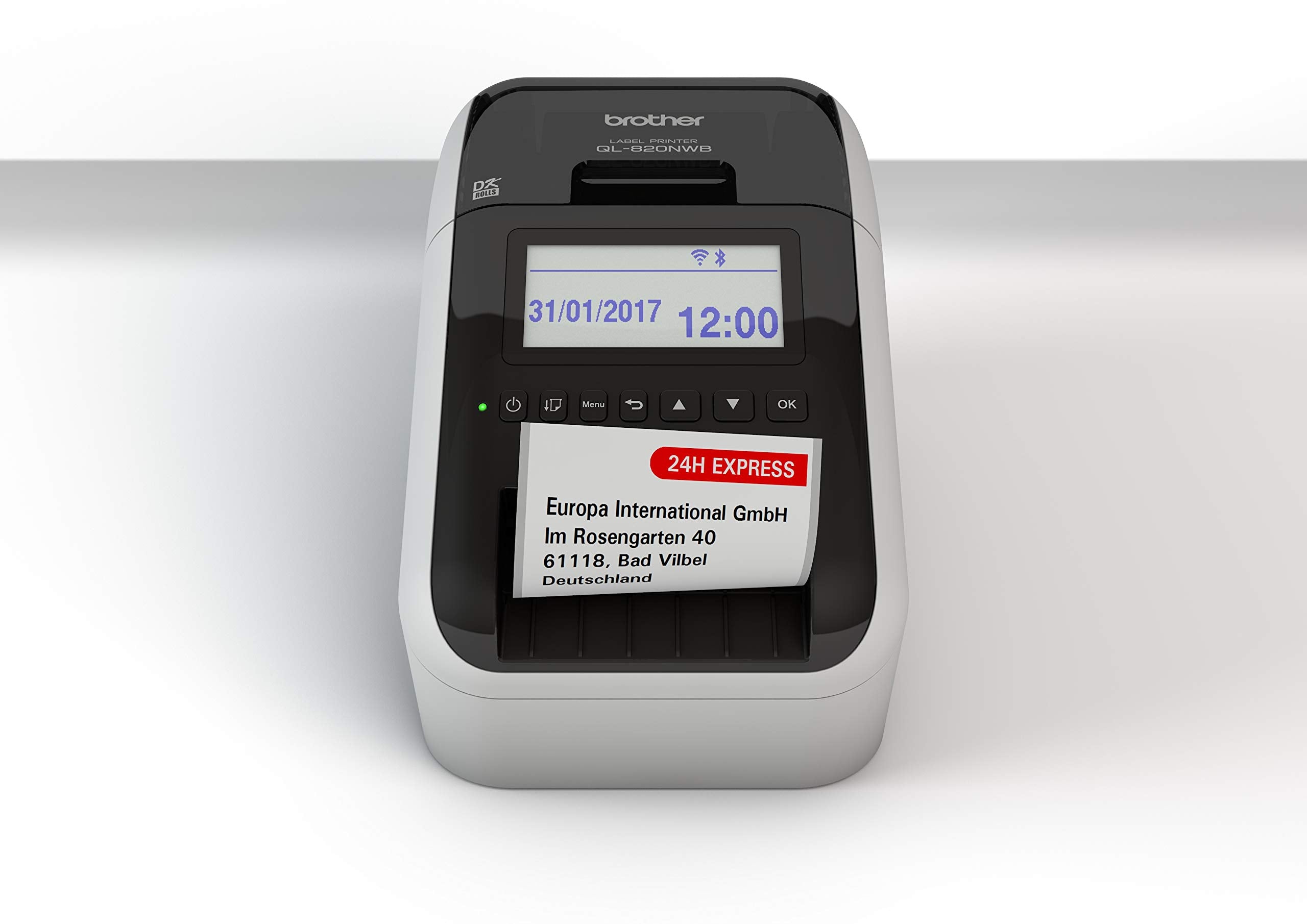 Brother QL-700 Label Maker, USB 2.0, Address Label Printer, Desktop, Up to 62mm Wide Labels, UK Plug, Black Print Only